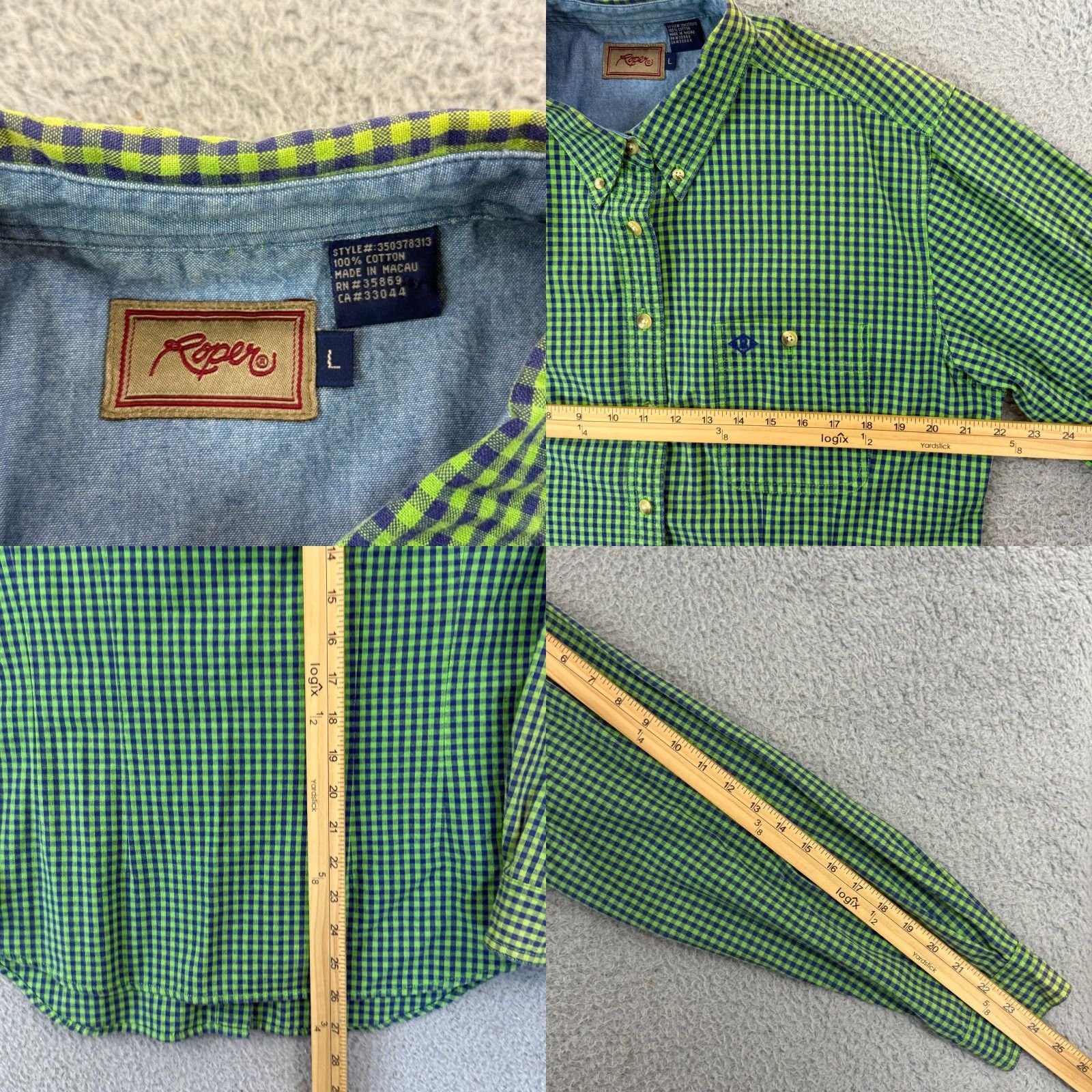 Roper VINTAGE Roper Western Shirt Women Large Green Plaid Long Sleeve Cowboy Button Up Size L / US 10 / IT 46 - 8 Thumbnail