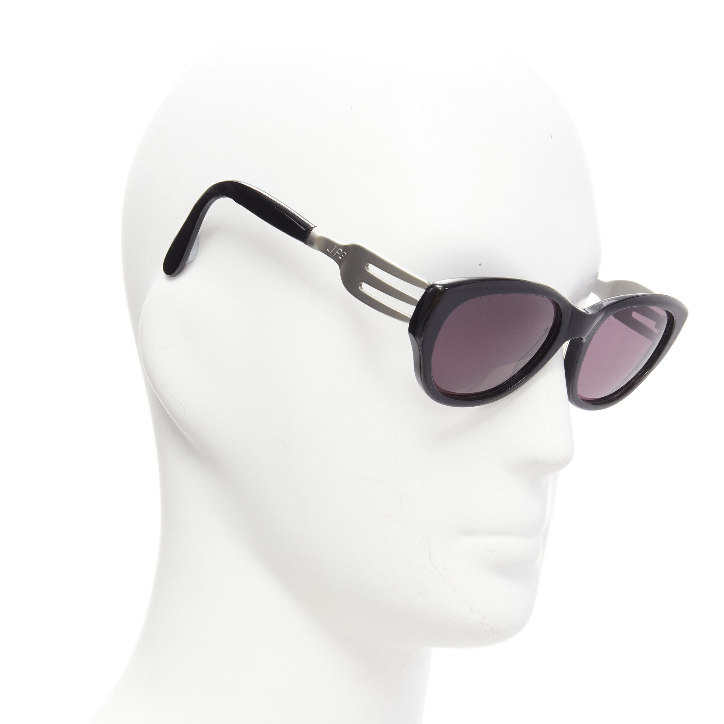Jean Paul Gaultier rare JEAN PAUL GAULTIER Vintage 56-3 silver fork temple black acetate sunglasses Size ONE SIZE - 1 Thumbnail