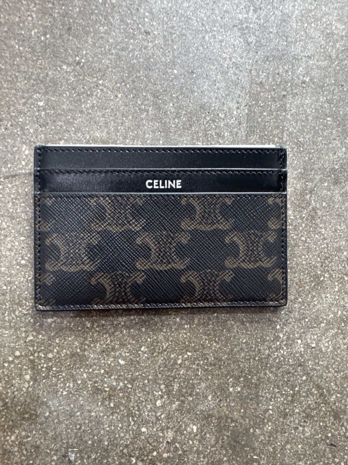 Celine CELINE LARGE CARD HOLDER IN TRIOMPHE CANVAS AND CALFSKIN Size ONE SIZE - 3 Thumbnail