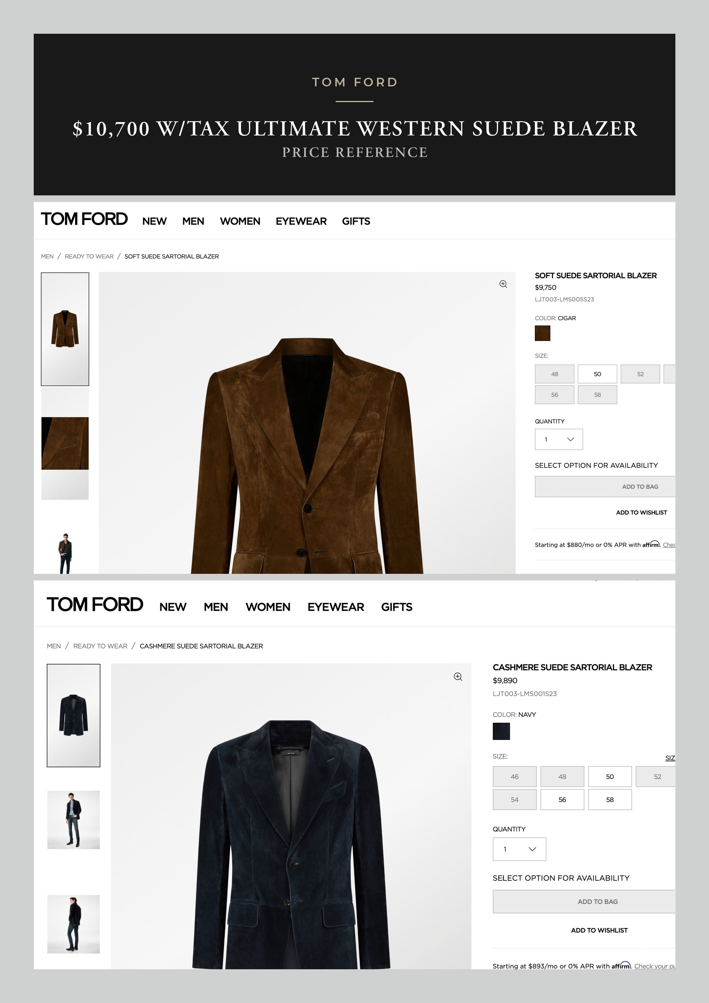 Tom Ford Ultimate Rare $10,700 w/tax TOM FORDSuede Blazer, Tom's Fave Size US L / EU 52-54 / 3 - 6 Thumbnail