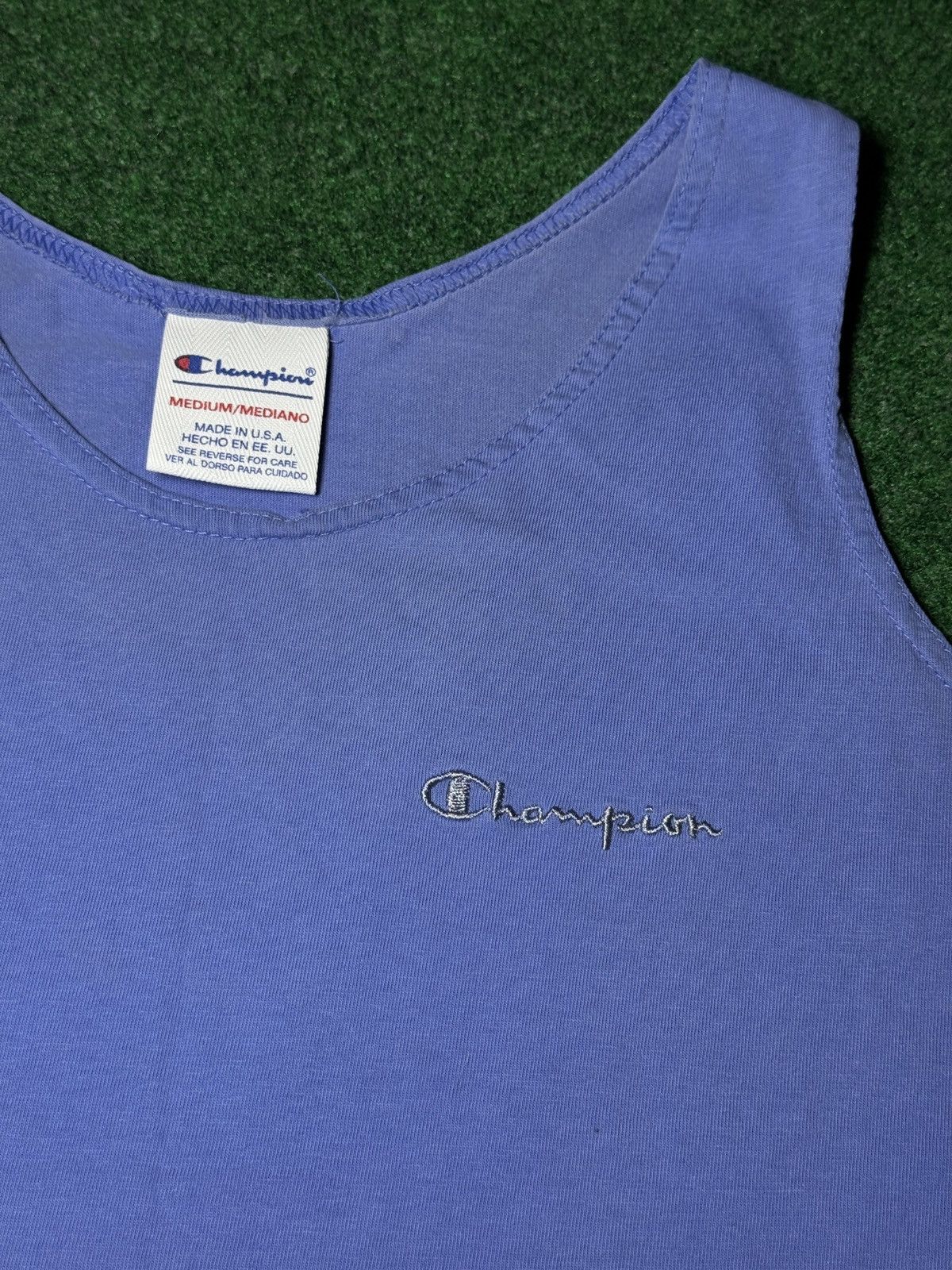 Champion × Vintage Vintage 90s Champion Womens Med Crop Blue Tank Top Size M / US 6-8 / IT 42-44 - 3 Thumbnail