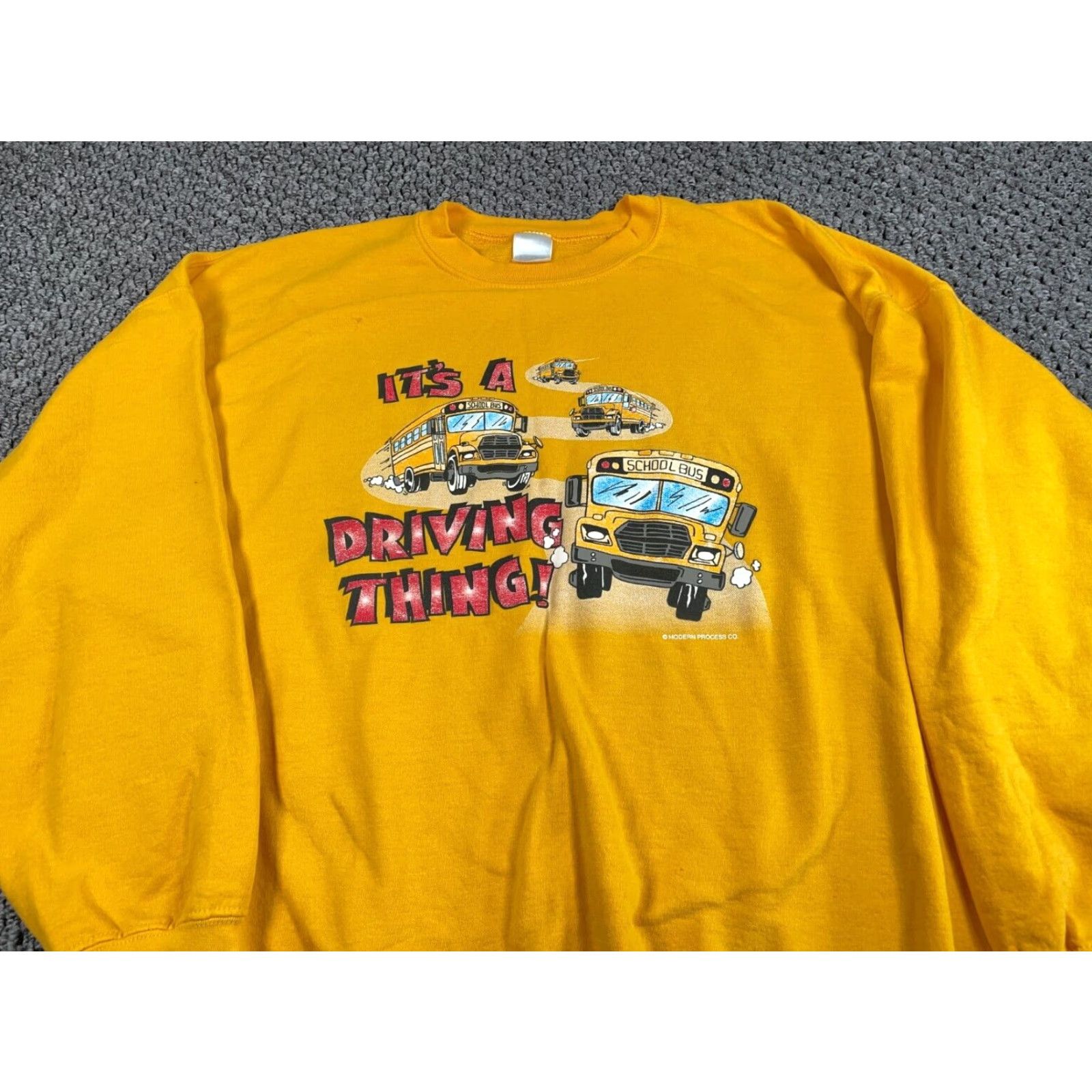 Vintage VINTAGE School Bus Graphic Sweatshirt Adult 2XL Yellow Heavyweight Retro Mens Size US XXL / EU 58 / 5 - 4 Thumbnail