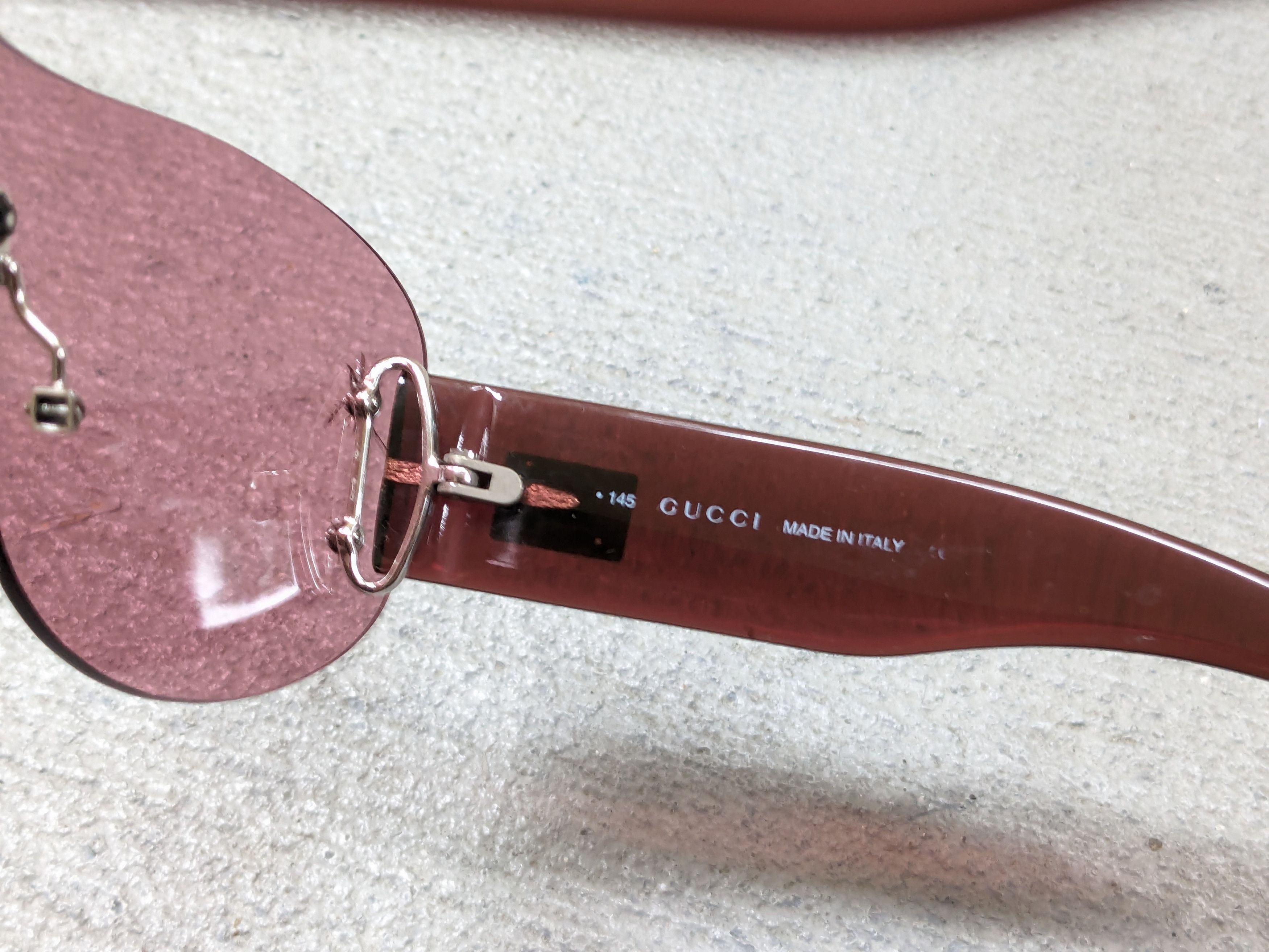 Gucci × Vintage Gucci Sunglasses GG2448/N/S Pink Vintage Y2K Shiled Size ONE SIZE - 7 Thumbnail