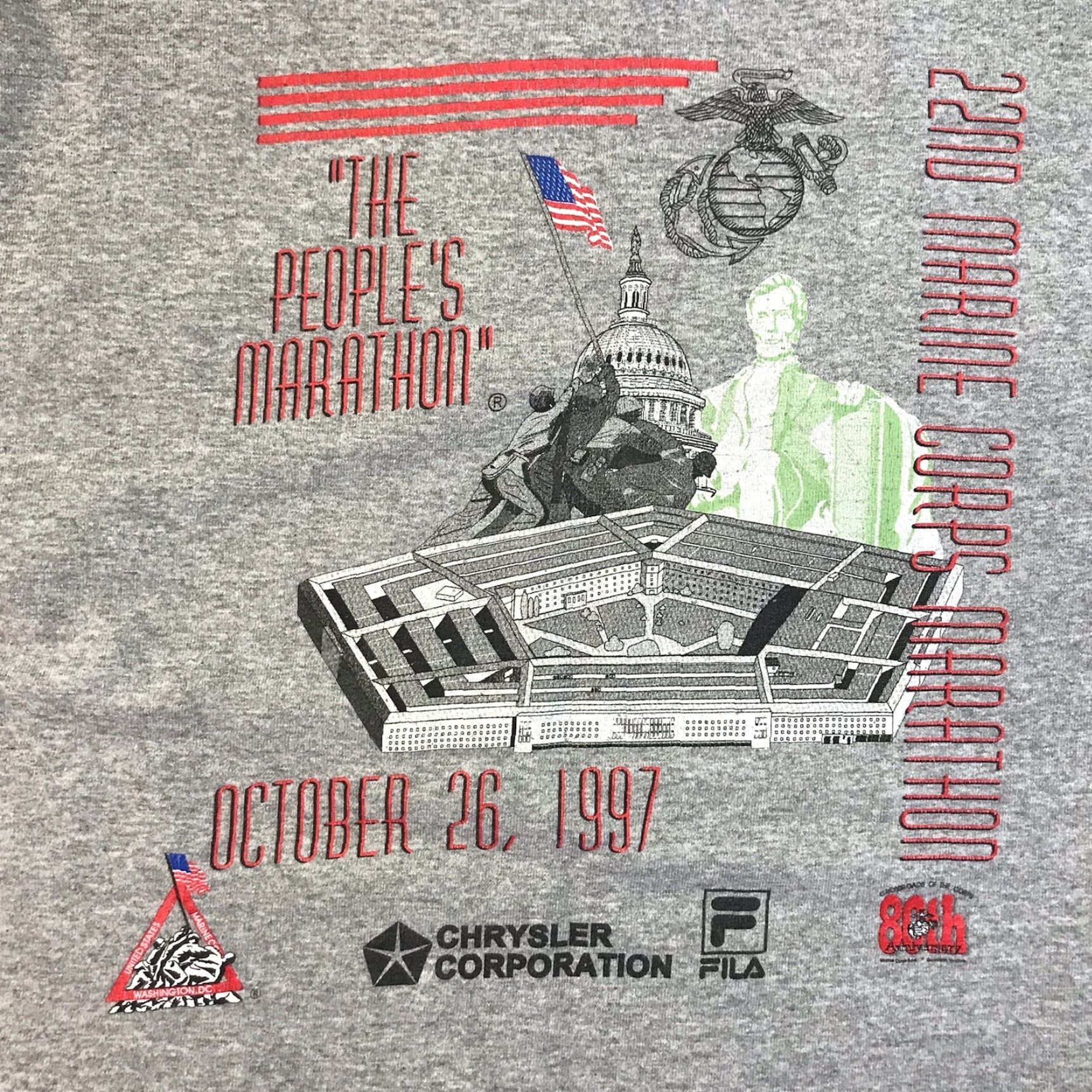 Lee VINTAGE 90s Lee Marine Corps Marathon Shirt Long Sleeve Mock Neck L Gray Embroidered Mens Size US L / EU 52-54 / 3 - 7 Thumbnail