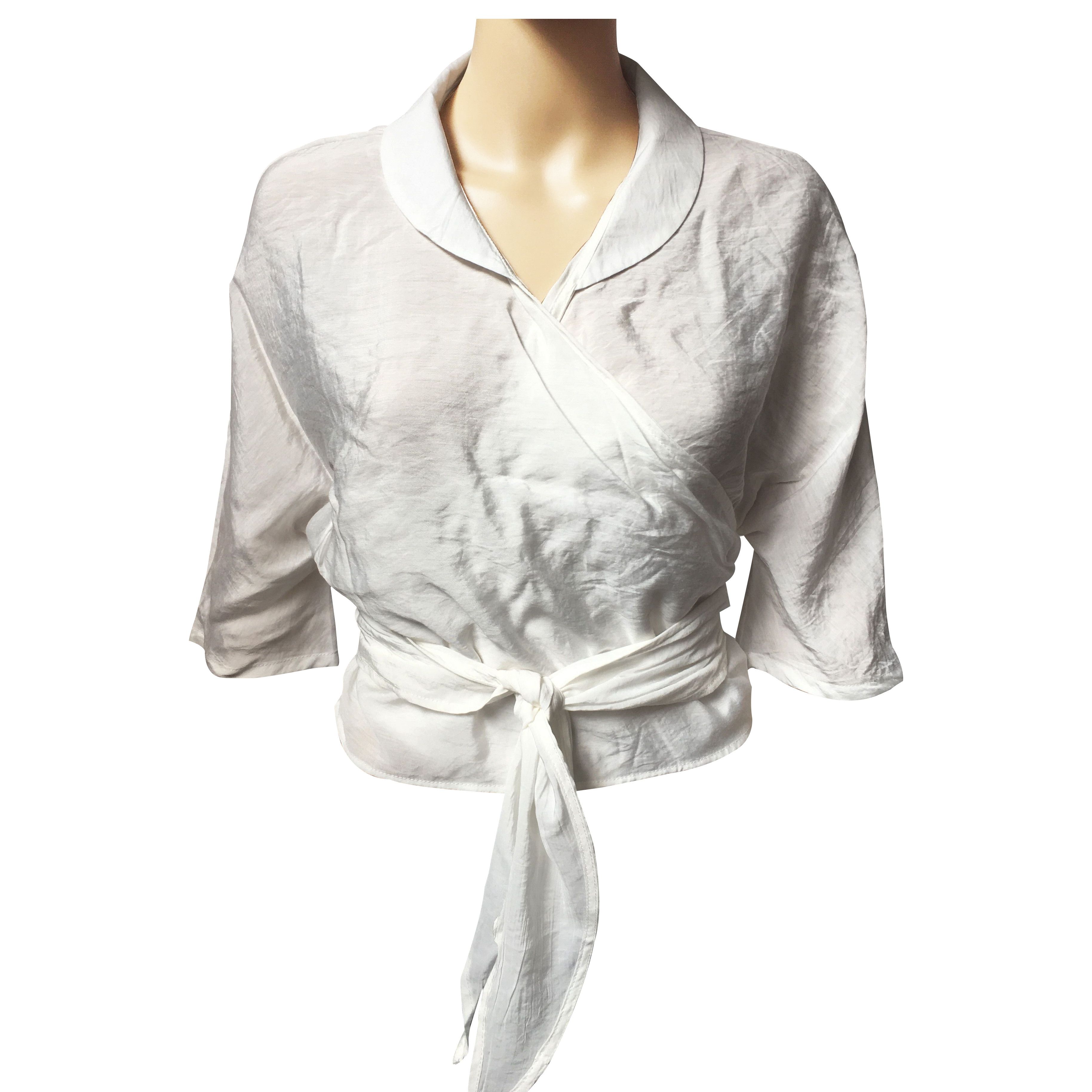 Other Tencel Blouse,Tie Front, Half Sleeve Women Wrap Blouse Size M / US 6-8 / IT 42-44 - 1 Thumbnail