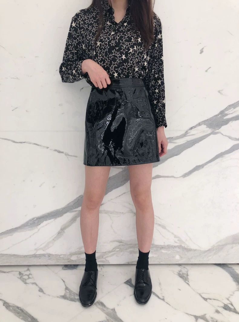Saint Laurent Paris Saint Laurent Paris Lacquer black short skirt-2506 Size US 32 / EU 48 - 6 Thumbnail