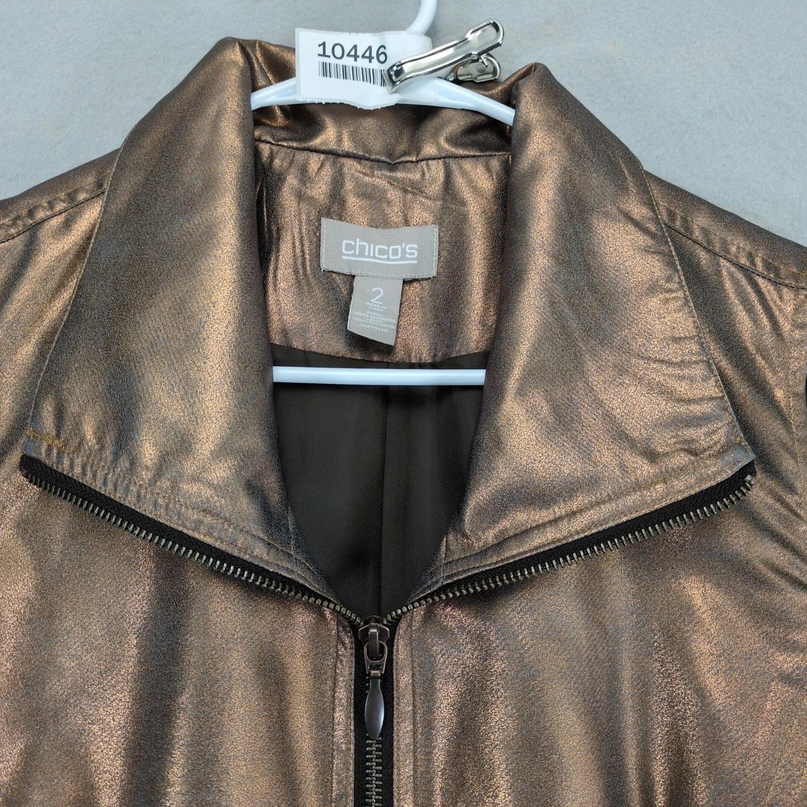 Chicos Chico's Vest Size 2 Womens L/12 Metallic Copper Zip Up Lined Size XL / US 12-14 / IT 48-50 - 4 Thumbnail