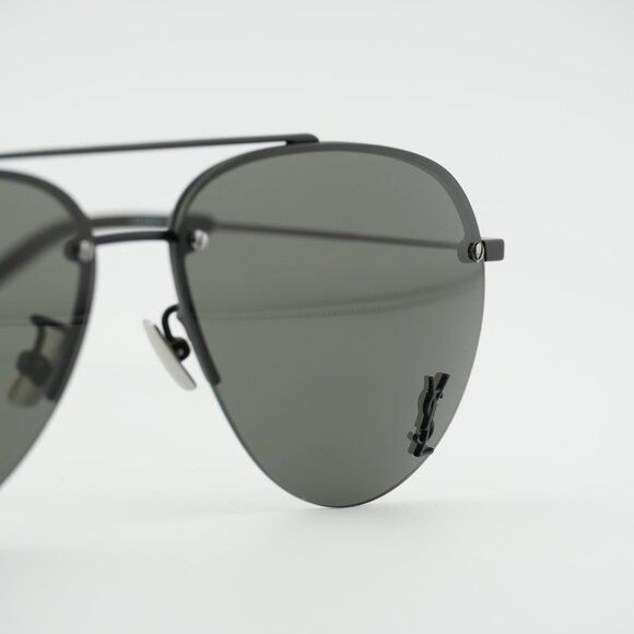 Saint Laurent Paris Saint Laurent CLASSIC 11F 005 Sunglasses Shiny Black Aviator Size ONE SIZE - 5 Thumbnail