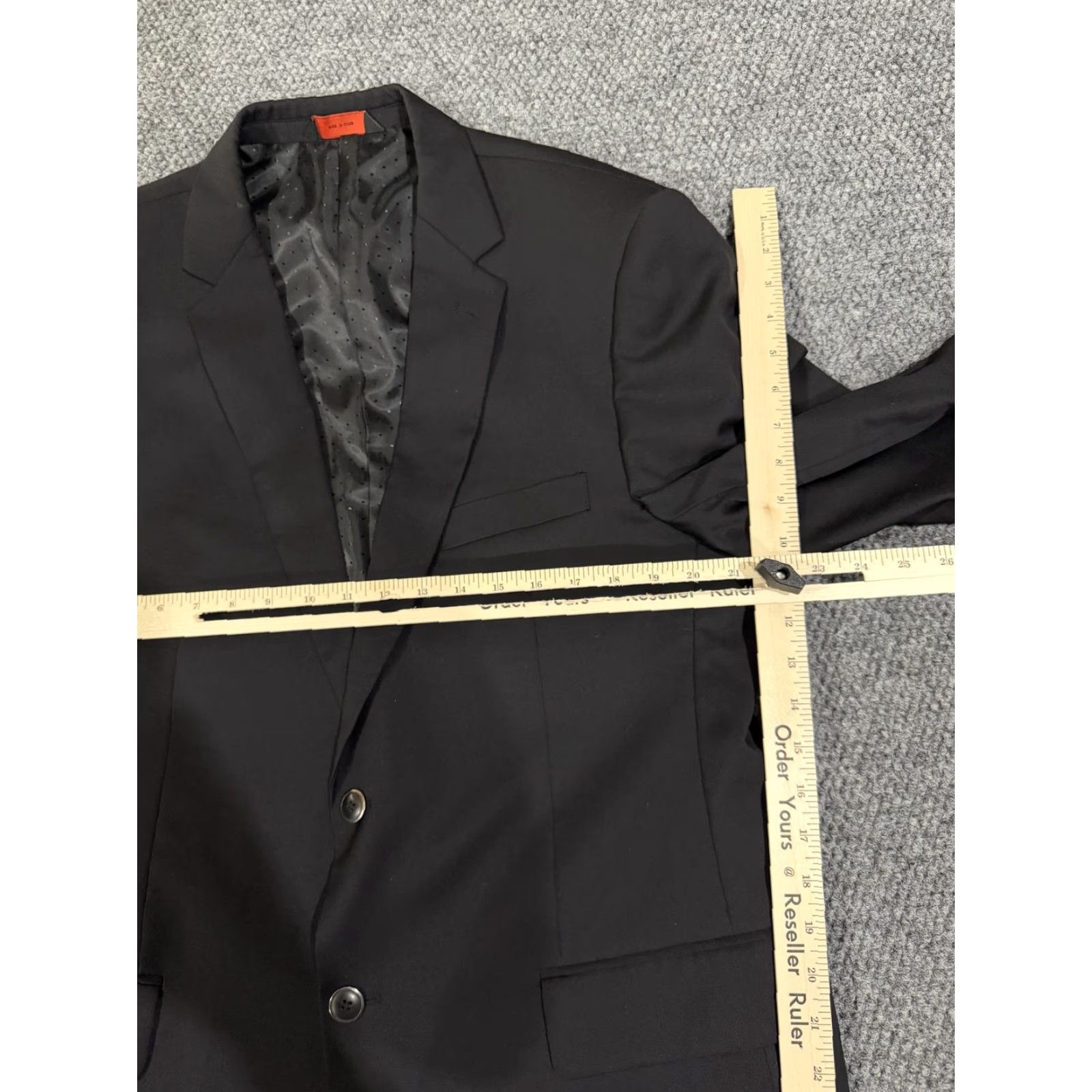 Vintage Linea Uomo Blazer Mens 44R Black 100% Wool Classic Fit Two-Button Notch Lapel Suit Jacket Size 44R - 5 Thumbnail