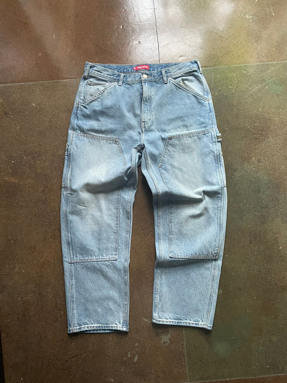 Pre-owned Supreme Double Knee Painter Pants Washed In Blue | ModeSens
