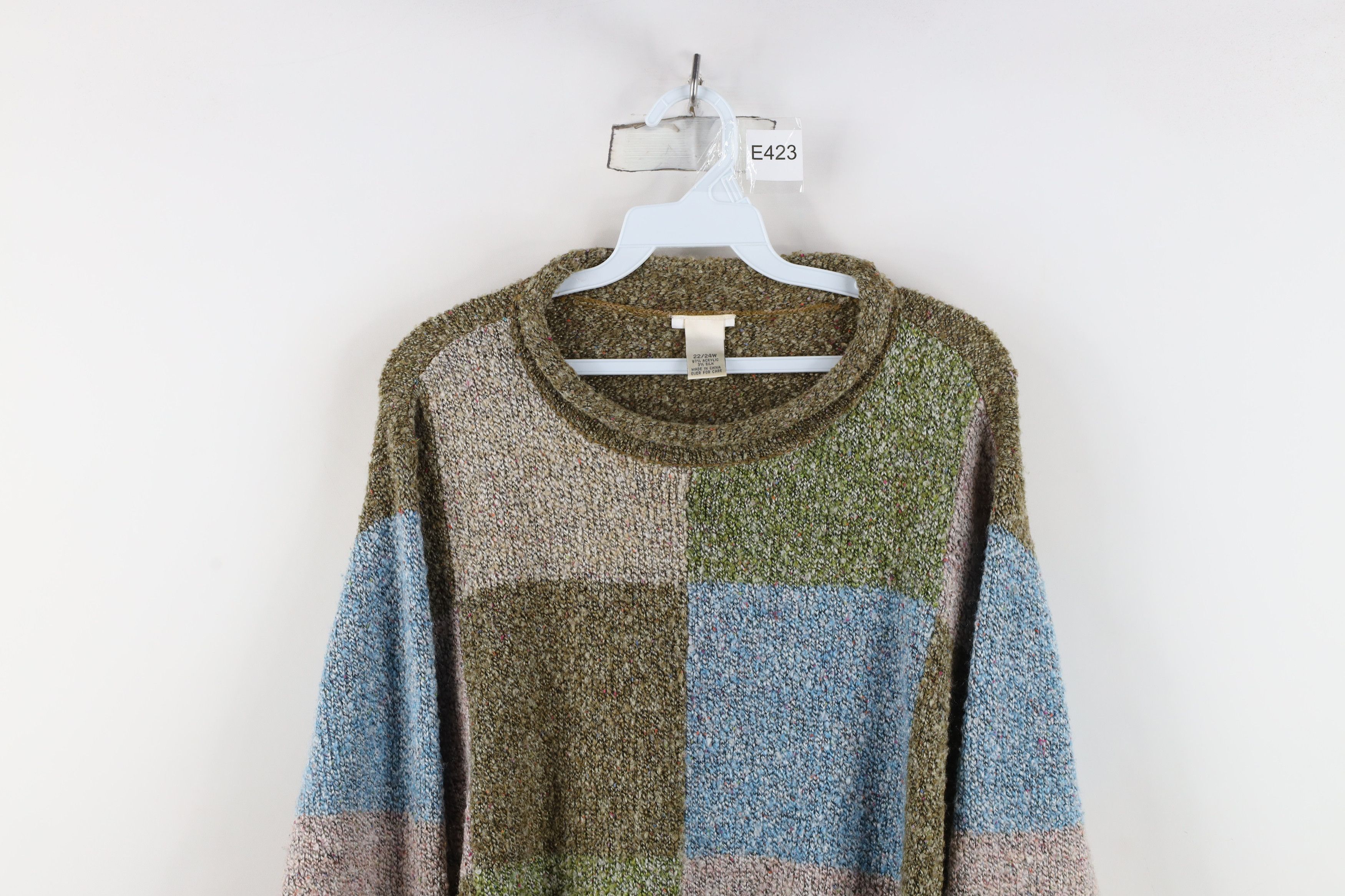 Vintage Vintage 90s Streetwear Blend Marled Knit Checkered Sweater Size 3XL / US 20-22 - 2 Thumbnail