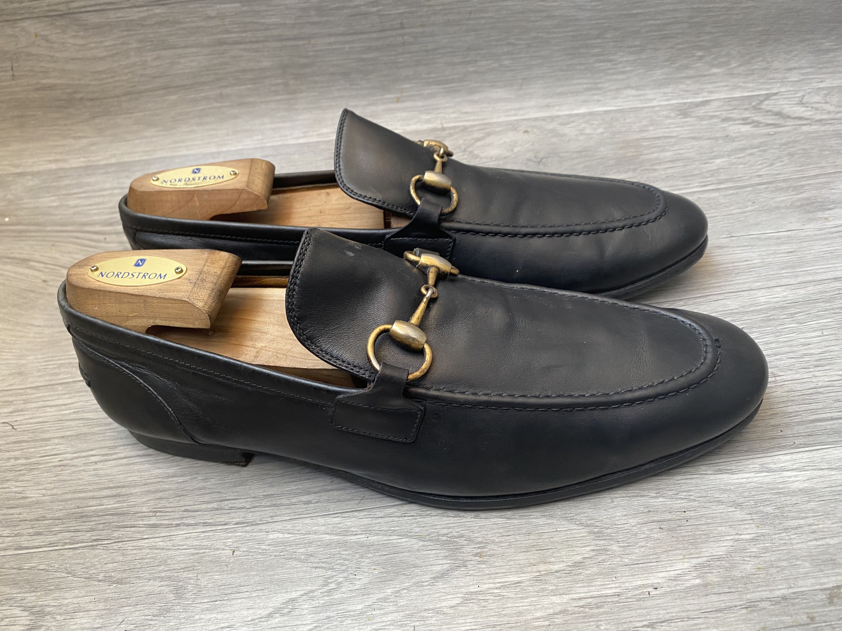 Gucci horsebit jordan black leather loafers sz 41