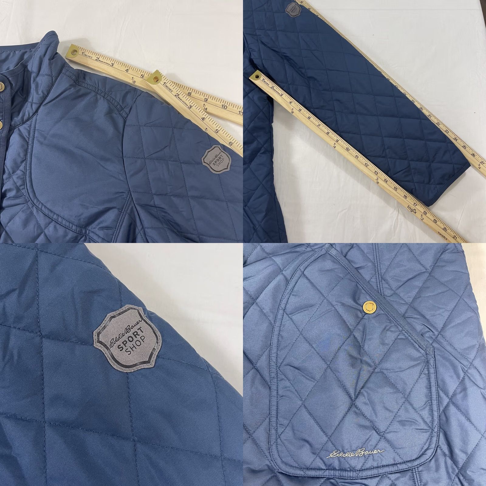 Eddie Bauer VINTAGE Eddie Bauer Women's XL Sportshop Long Jacket Quilted Navy Blue Coat Snap Button All Seasons Pockets Fall Winter Spring Mens Womens Girls Boys Size XL / US 12-14 / IT 48-50 - 8 Thumbnail