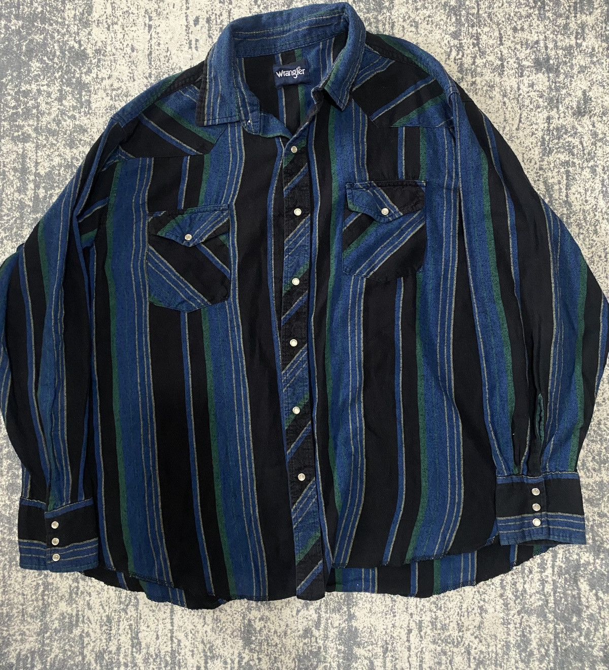 Wrangler Wrangler Brushpopper Pearl Snap Button Striped Western Shirt Size US XXL / EU 58 / 5 - 1 Thumbnail