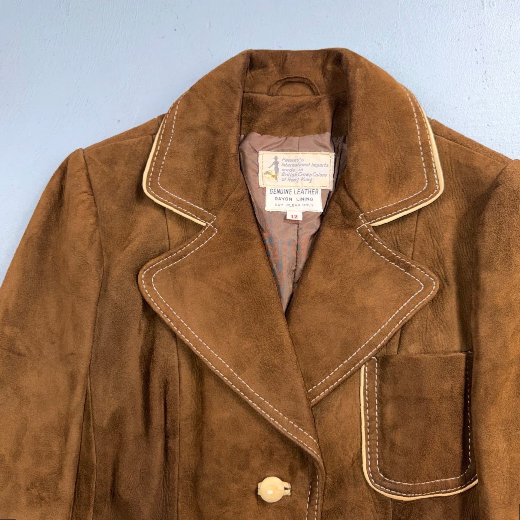 JCPenney VTG Penneys 70s Suede Leather Button Up Jacket Brown Boho Hippie Western Sz 12 Jacket Mens Womens Size XL / US 12-14 / IT 48-50 - 7 Thumbnail