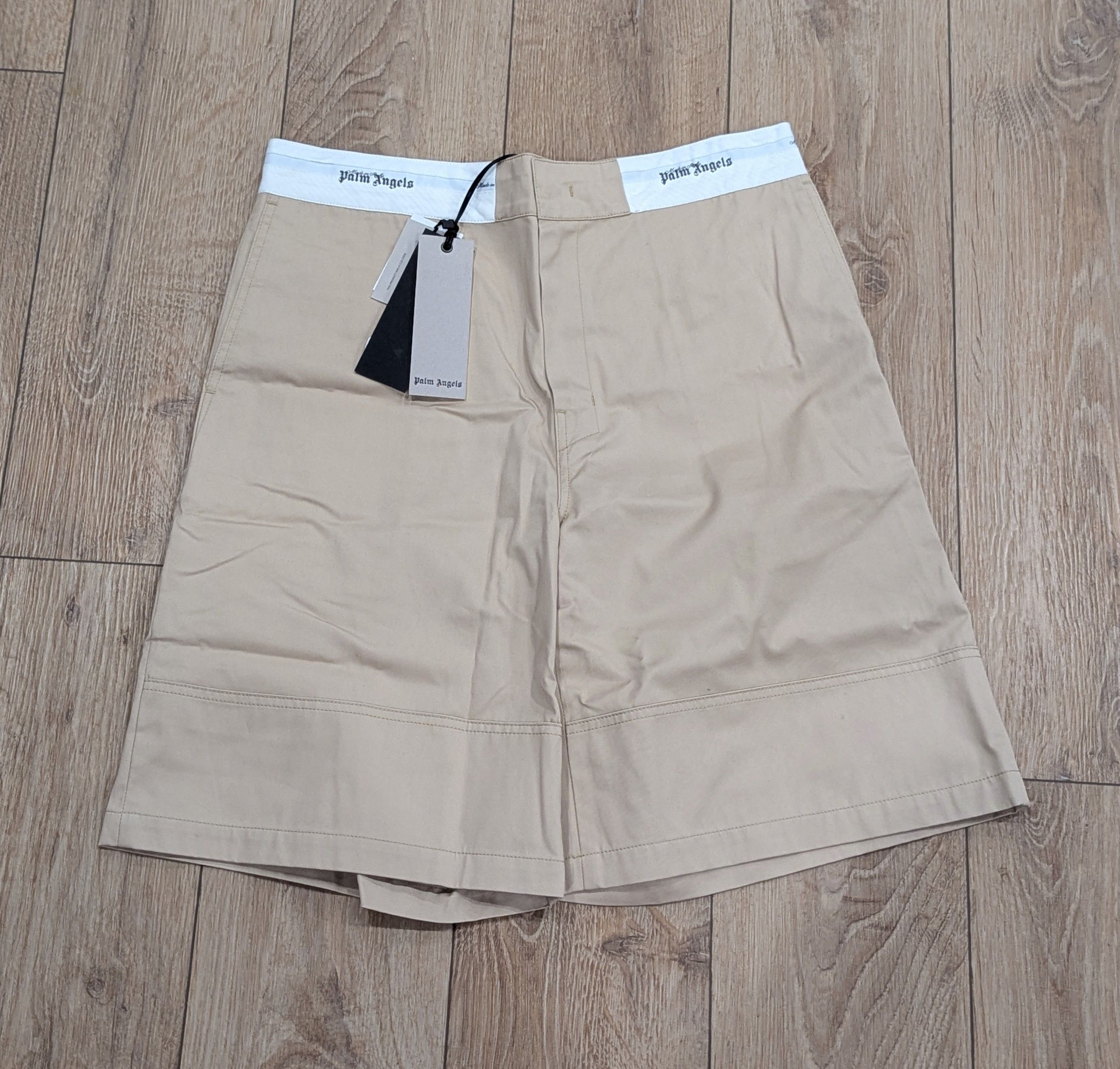 Palm Angels PALM ANGELS Track Belt Drawstring Shorts Beige 50 US 34 Size US 34 / EU 50 - 1 Thumbnail