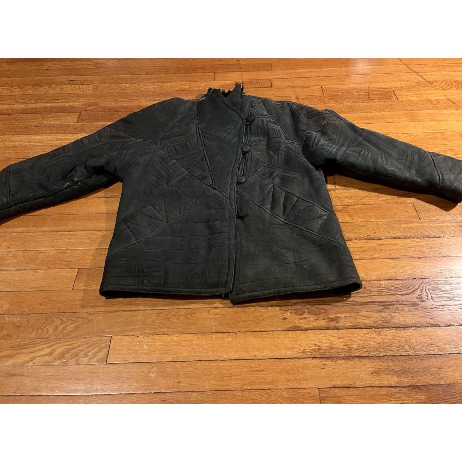 Vintage VINTAGE Shearling Coat Men’s 44 Black Suede Patchwork Bomber Jacket Size US S / EU 44-46 / 1 - 2 Thumbnail