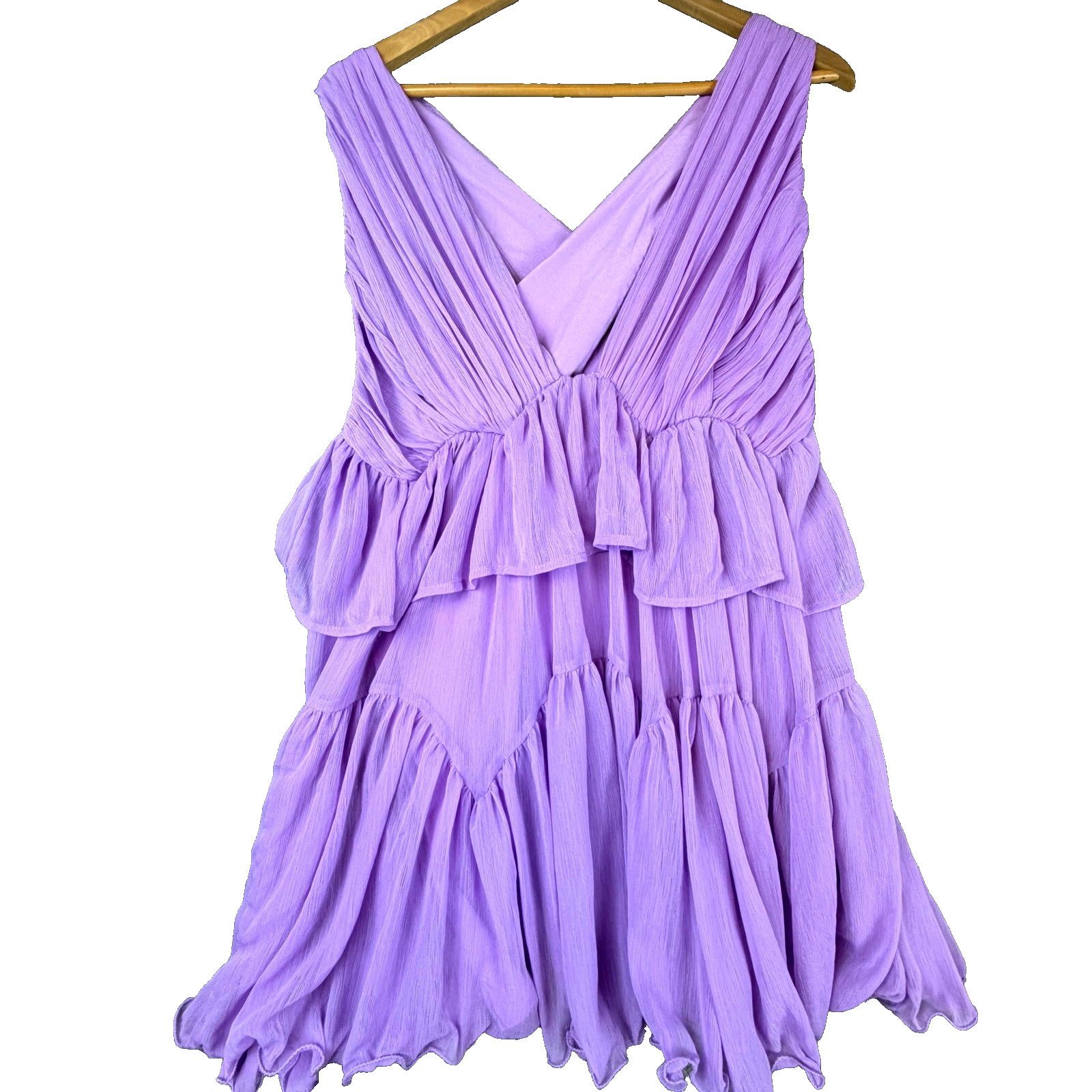 Asos Asos Design Dress Womens 10 Purple Pleated Tiered Boho Fairy Size L / US 10 / IT 46 - 1 Thumbnail