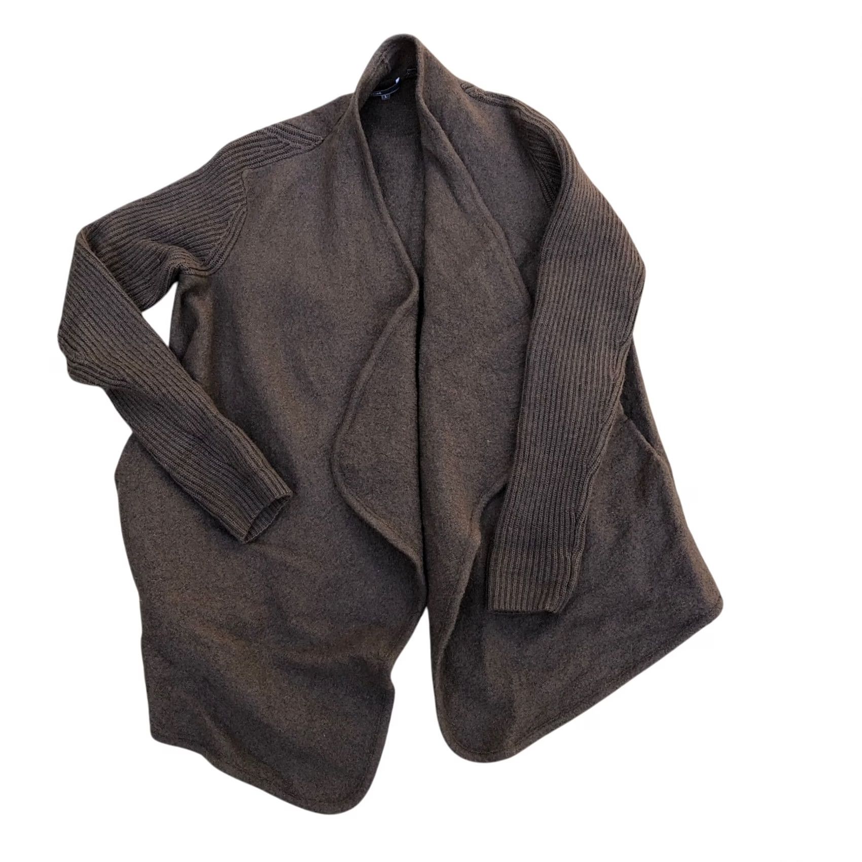 Vince Vince Cardigan Sweater Women LG 100% Wool Open Brown Long Sleeve Winter Size L / US 10 / IT 46 - 2 Thumbnail
