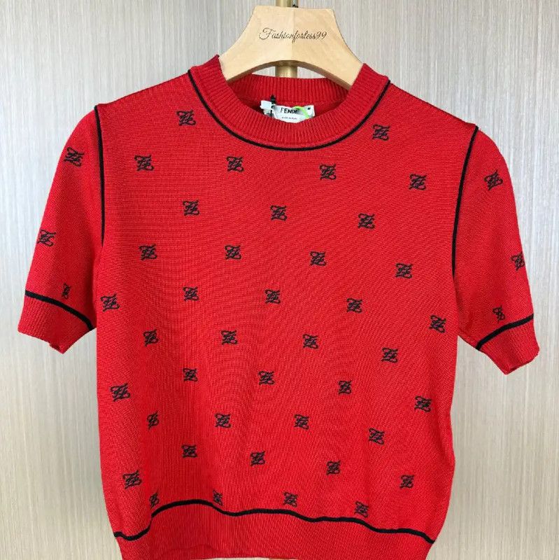 Fendi Fendi Red Short Sleeve Knit Top 0089 Size M / US 6-8 / IT 42-44 - 1 Thumbnail