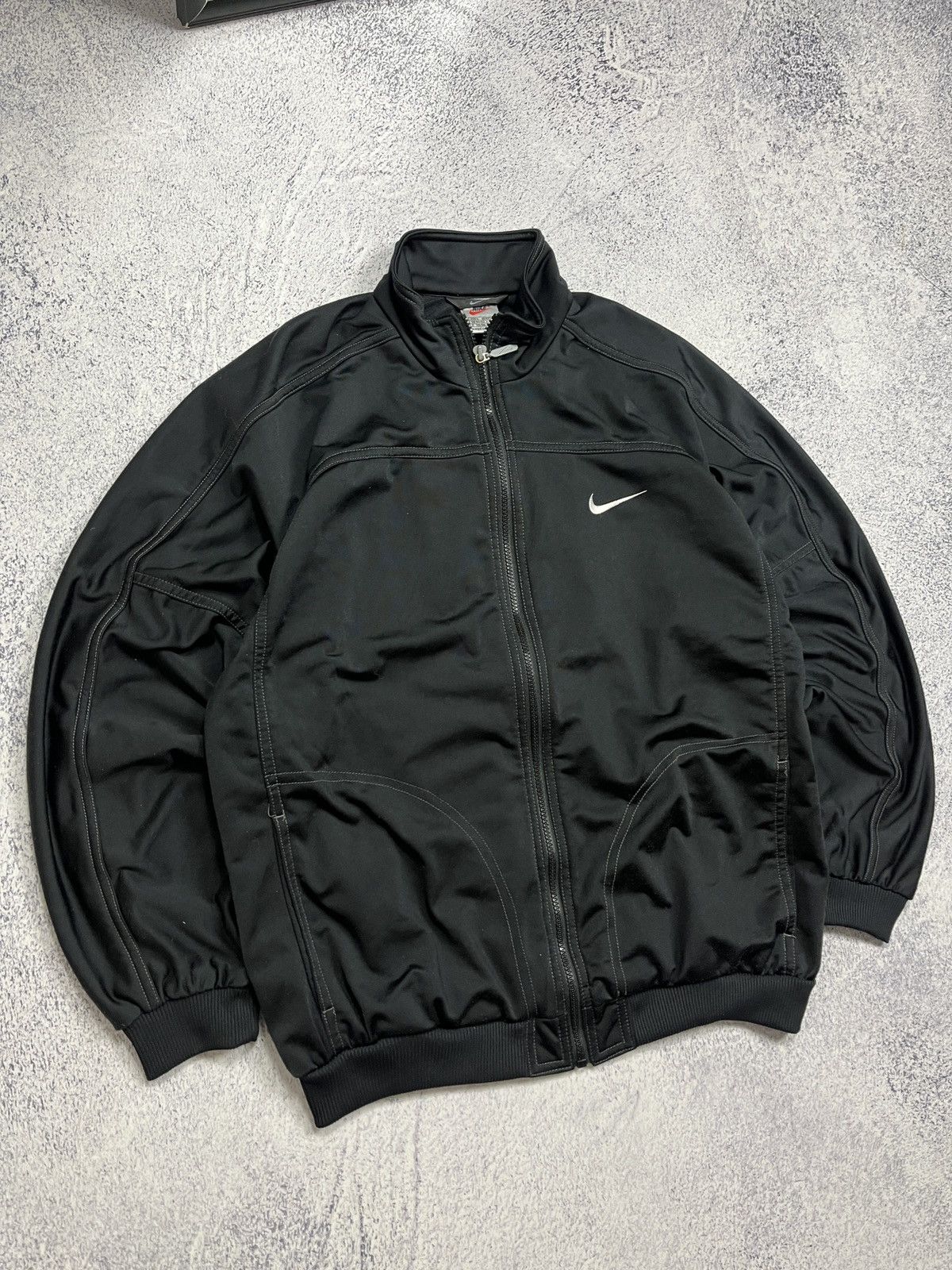 Nike × Vintage 90’s Nike Track Jacket Retro Rare Drill Swoosh Logo Jacket Size US L / EU 52-54 / 3 - 3 Thumbnail