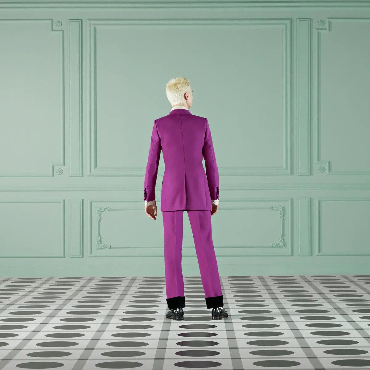 Gucci o1s1wg110125 Formal Jacket With Velvet Detail Purple/Black Size US L / EU 52-54 / 3 - 3 Thumbnail