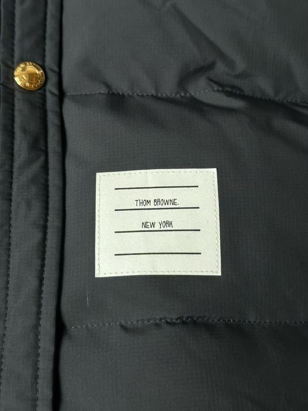 Thom Browne Navy Hooded 4-bar Puffer Coat