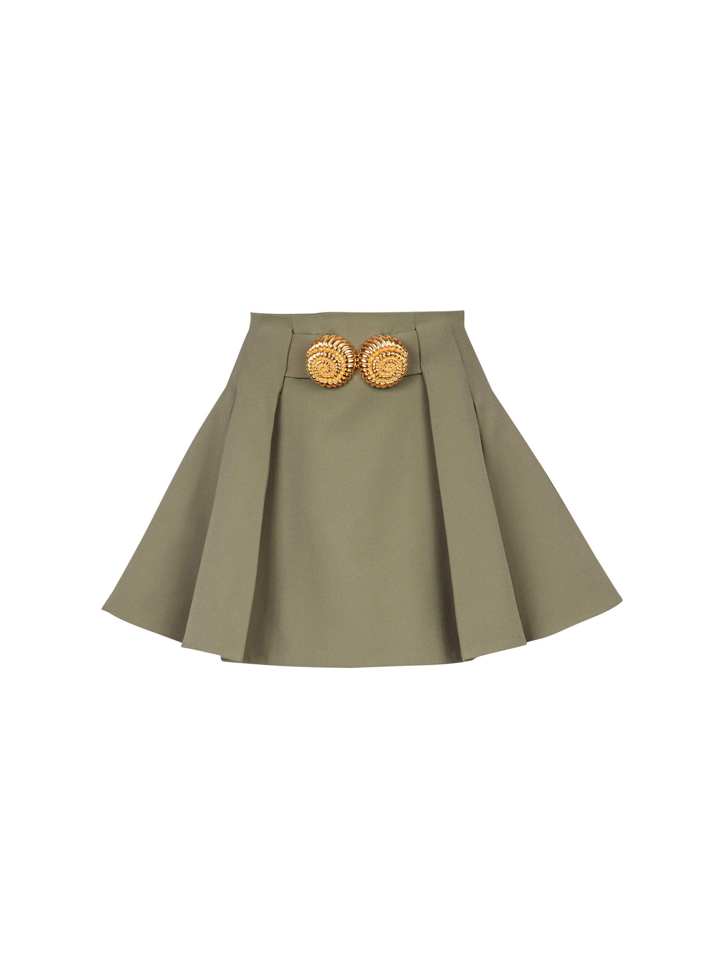 Balmain o1s1wg111025 Short Pleated Skirt in Green Size 26" / US 2 / IT 38 - 1 Thumbnail