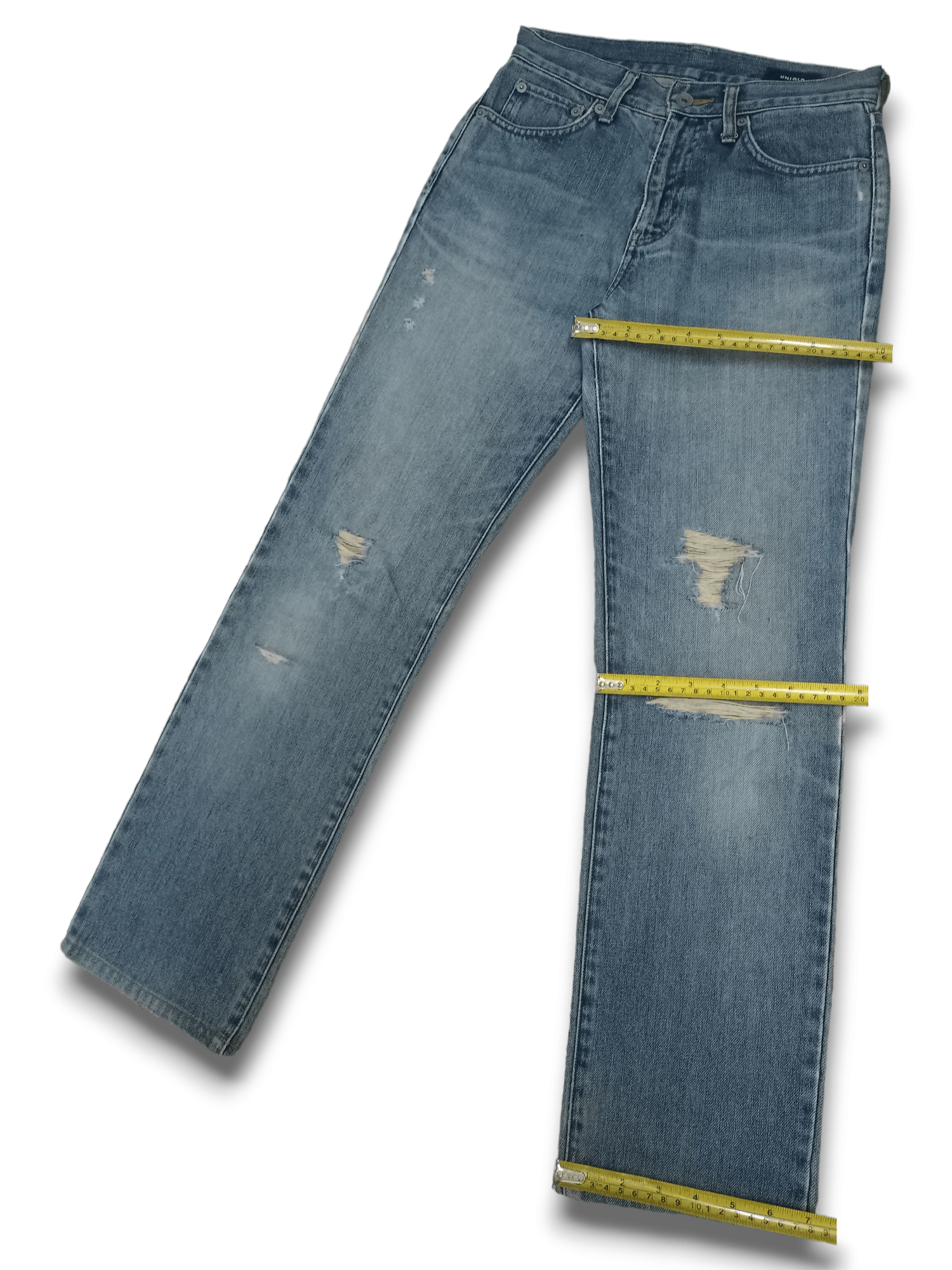Japanese Brand × Uniqlo Vintage Japanese Uniqlo Blue Wash Distressed Jeans 27x28 Size US 27 - 10 Thumbnail