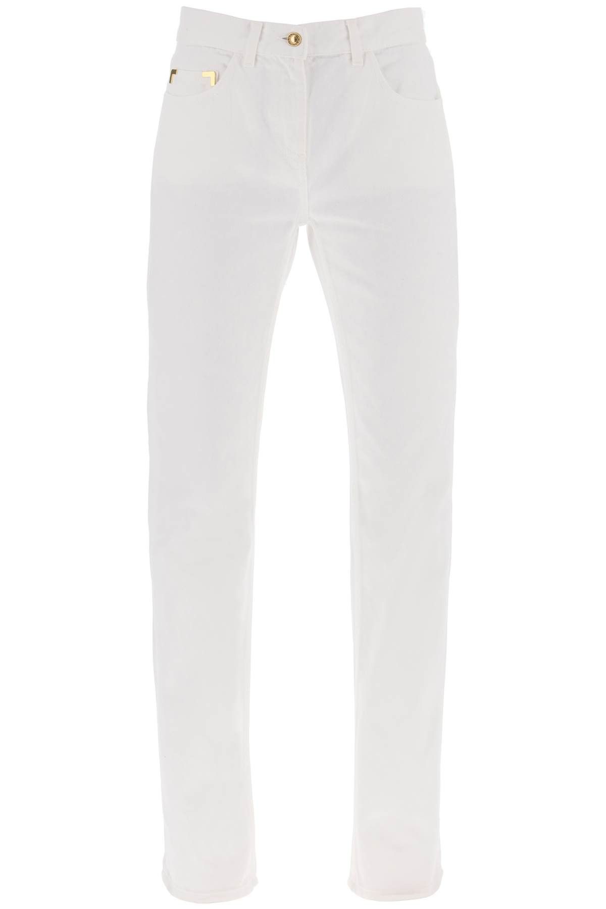 image of Palm Angels Jeans With Gold Metal Detailing in Off White Off White, Women's (Size 26)