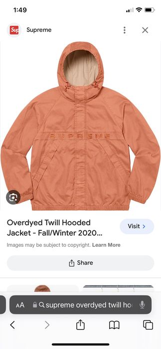 Supreme Supreme Overdyed Twill Hooded Jacket Rust | Grailed