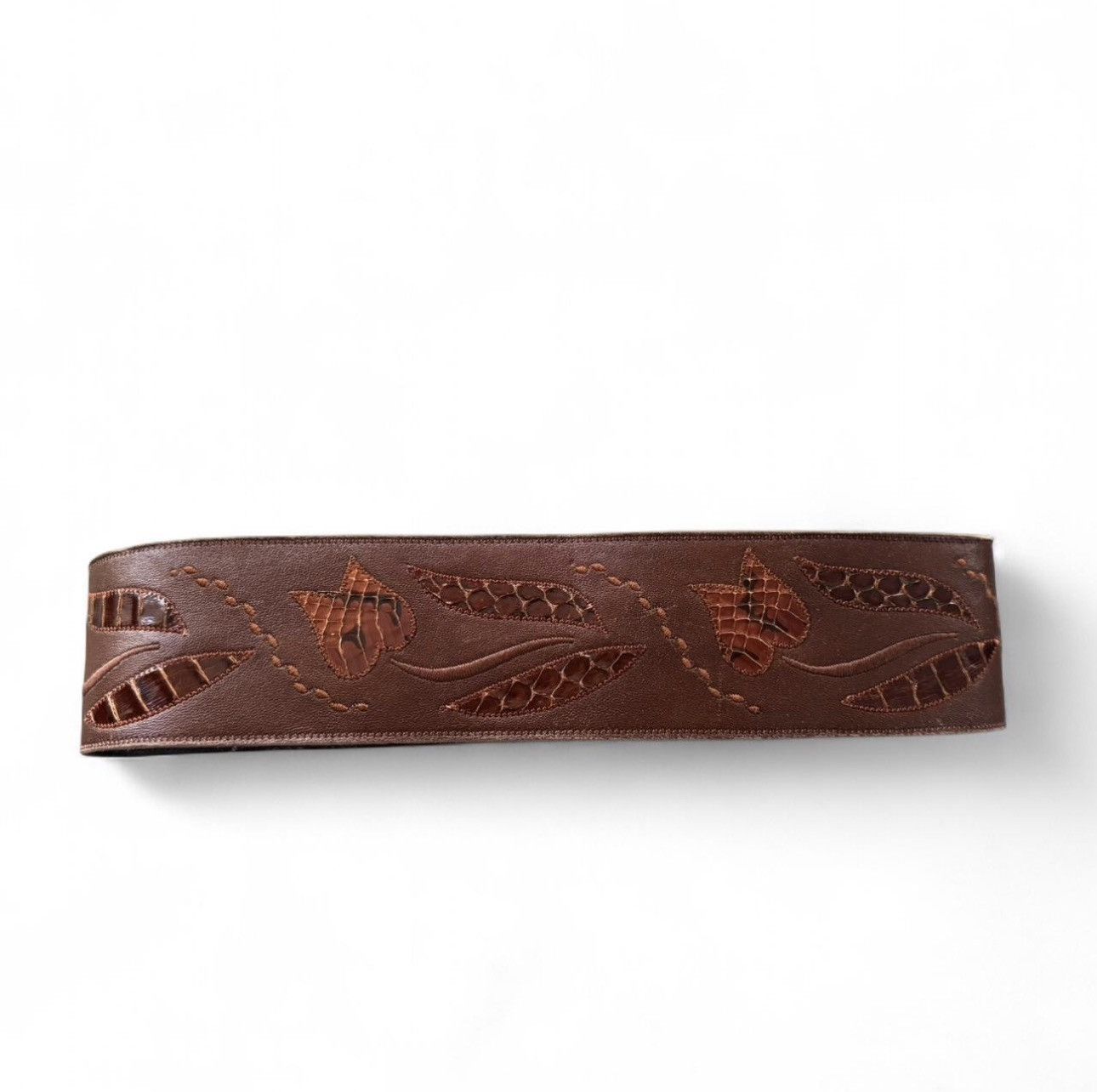 Other Vintage 70s Lesley Slight brown leather twin buckle belt Size ONE SIZE - 4 Thumbnail