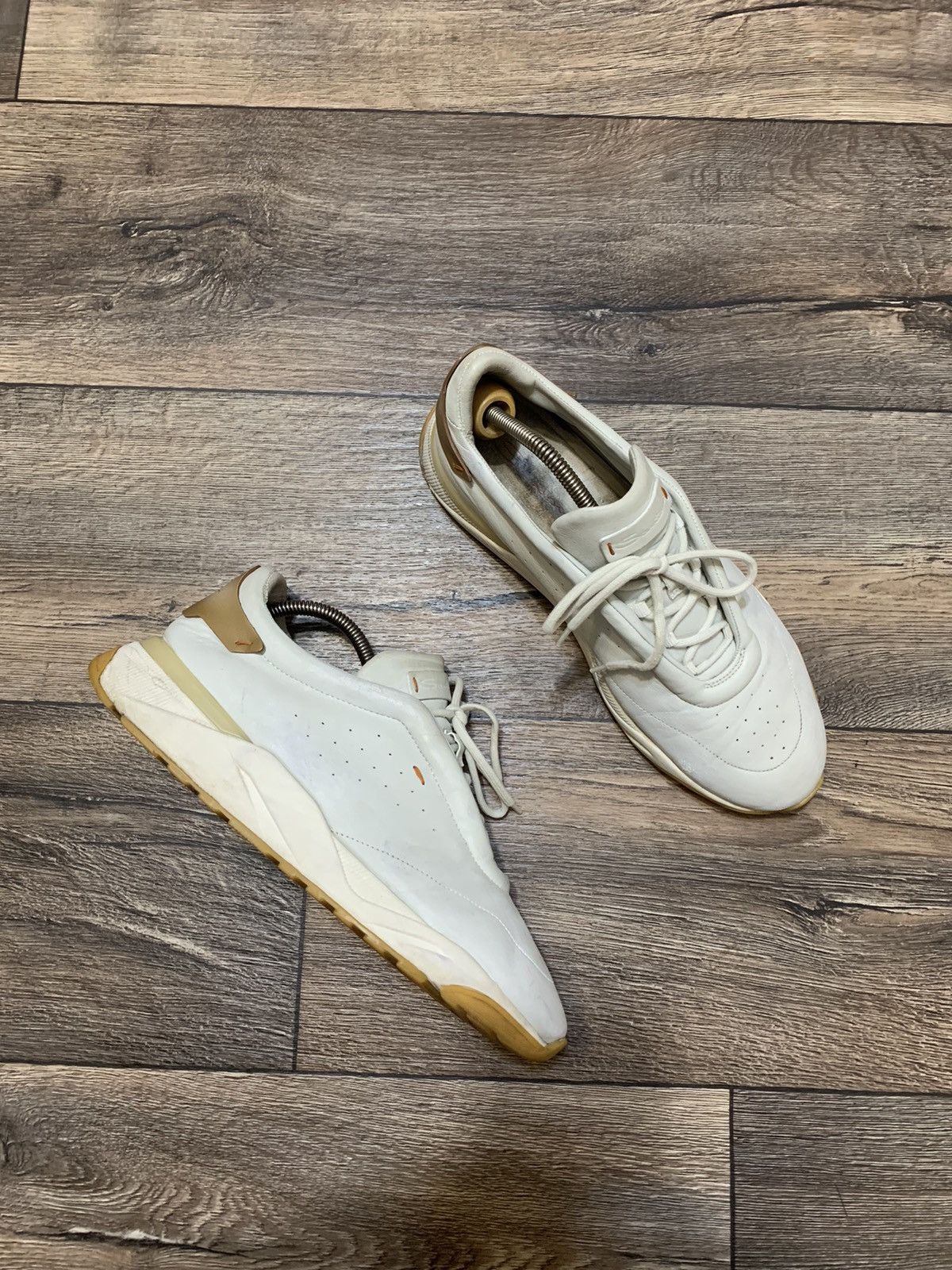 Santoni Santoni White Leather Sneakers Made in Italy US10 Size US 10 / EU 43 - 3 Thumbnail