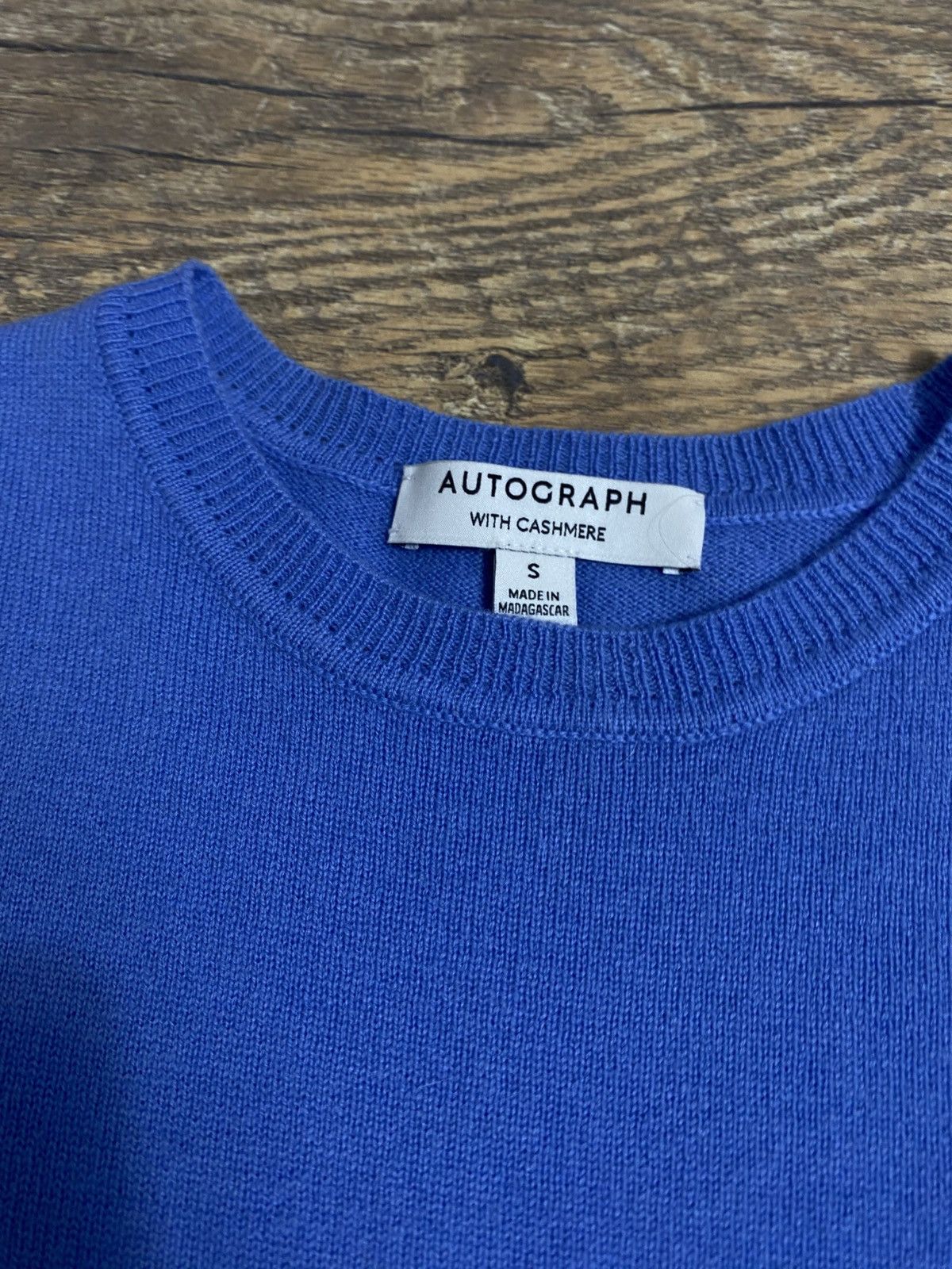 Japanese Brand Autograph M&S Blue Merino Wool & Cashmere Knit Tee S Size S / US 4 / IT 40 - 3 Thumbnail
