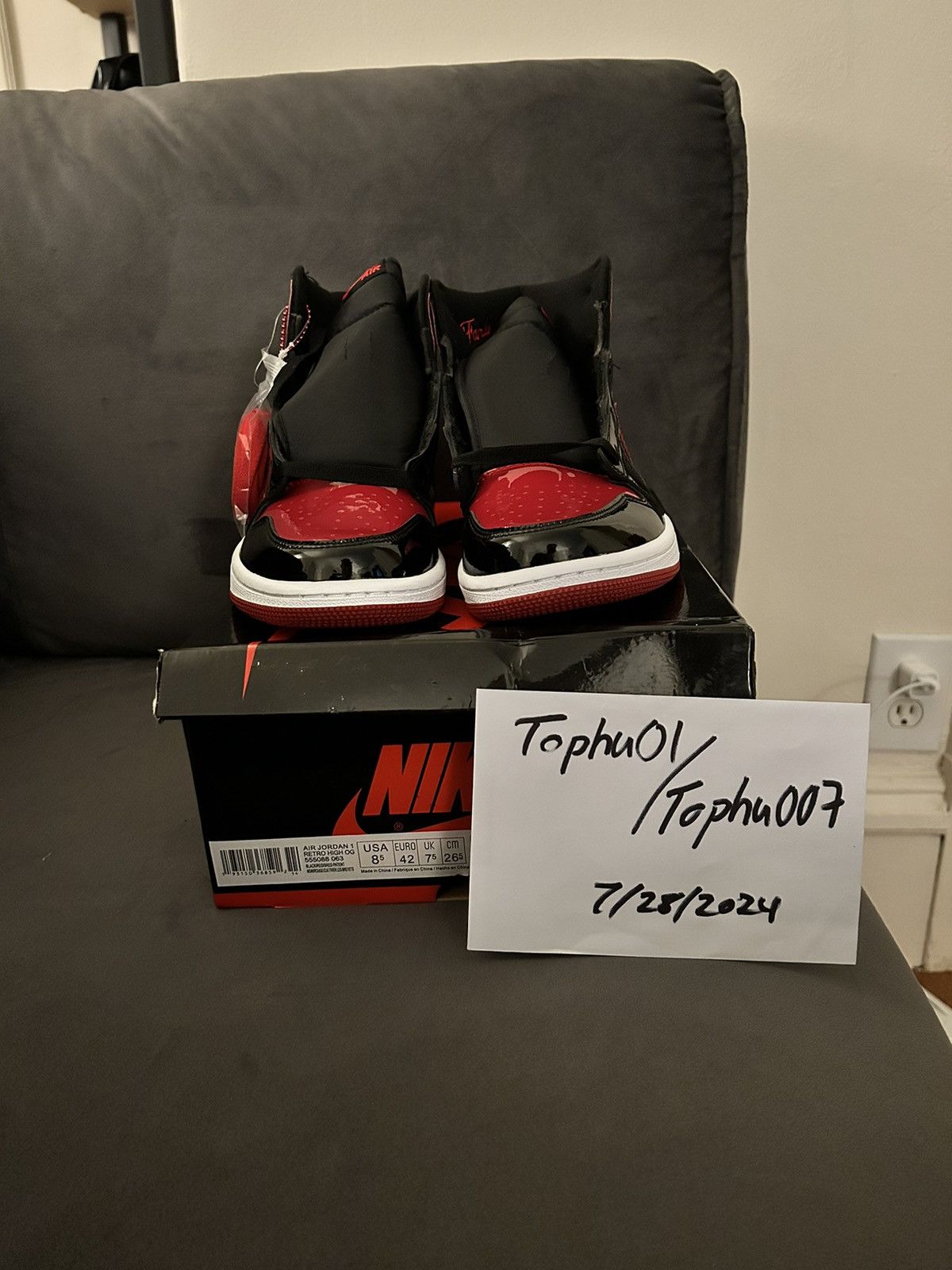 Jordan Brand × Nike Jordan 1 retro “patent bred” Size US 8.5 / EU 41-42 - 1 Thumbnail