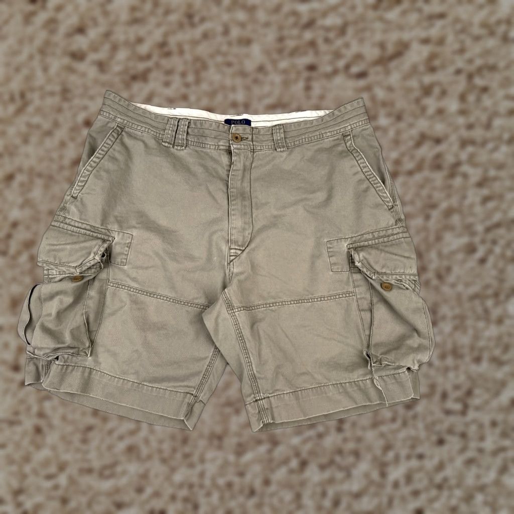 Polo Ralph Lauren VINTAGE Polo Ralph Lauren Cargo Shorts Mens 40 Green 100% Cotton Twill Pockets 10in Inseam Regular Fit Casual Workwear American Army Outdoor Mens Size US L / EU 52-54 / 3 - 1 Thumbnail