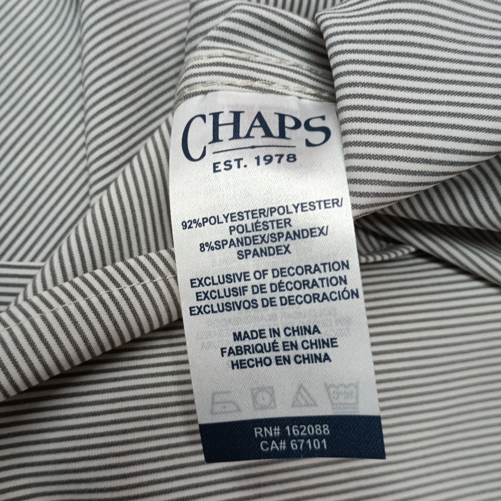 Chaps Chaps Woven Shirt Men's L Steel Gray Striped Stretch Classic Size US L / EU 52-54 / 3 - 8 Thumbnail