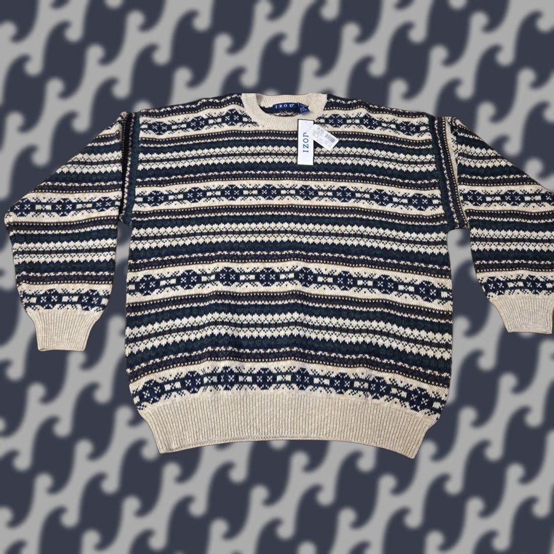 Izod IZOD Sweater Mens XL Fair Isle Stripe Crewneck Pullover Casual Size US XL / EU 56 / 4 - 1 Thumbnail