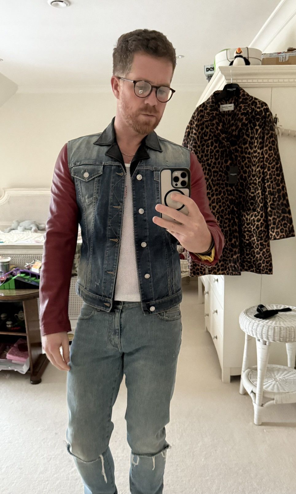 Dsquared2 SS14 Dsquared2 leather sleeve denim jacket collar 50 Grail Size US M / EU 48-50 / 2 - 4 Thumbnail