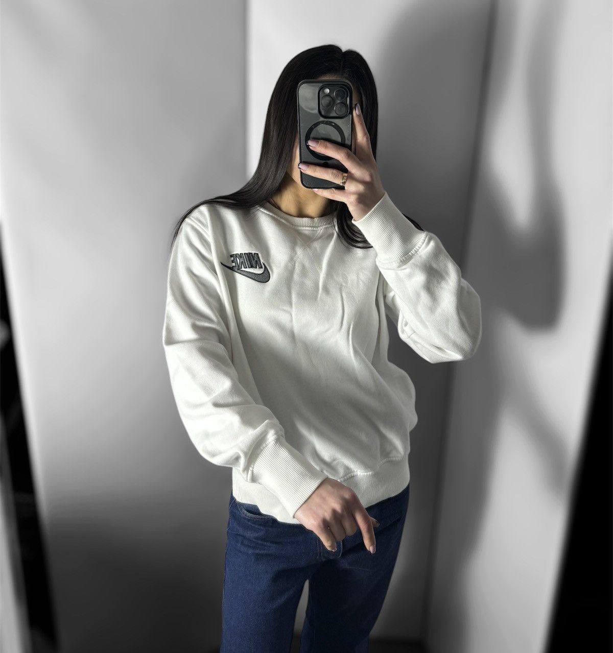 Nike × Vintage Vintage Nike sweatshirt logo size M white Size M / US 6-8 / IT 42-44 - 7 Thumbnail