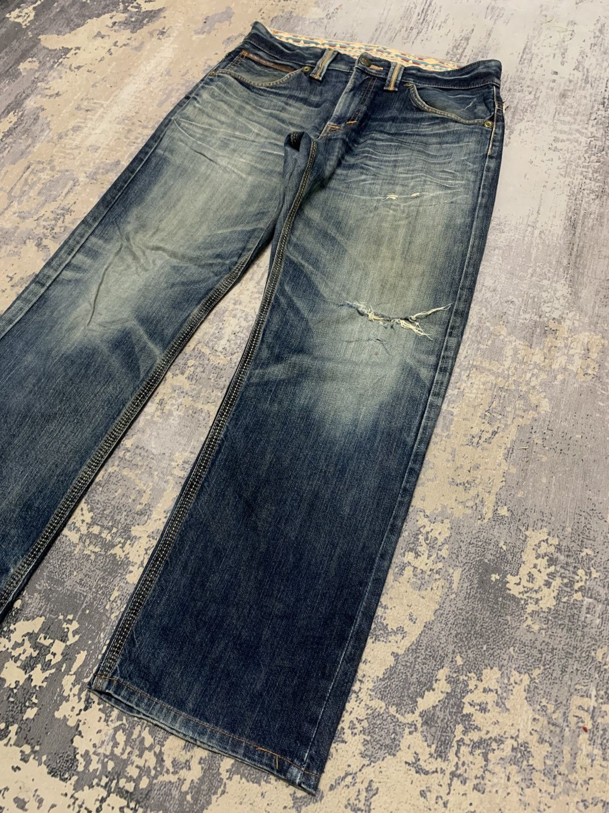 If Six Was Nine Edwin XV Navajo Distress Faded Denim Bootcut Mudmax Goa Size US 34 / EU 50 - 5 Thumbnail