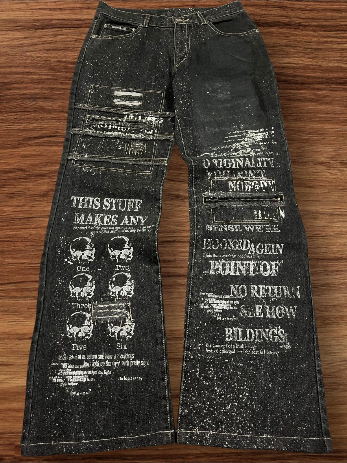 Vintage Japan Bernings Sho Skeleton Astronomical Flare Jeans