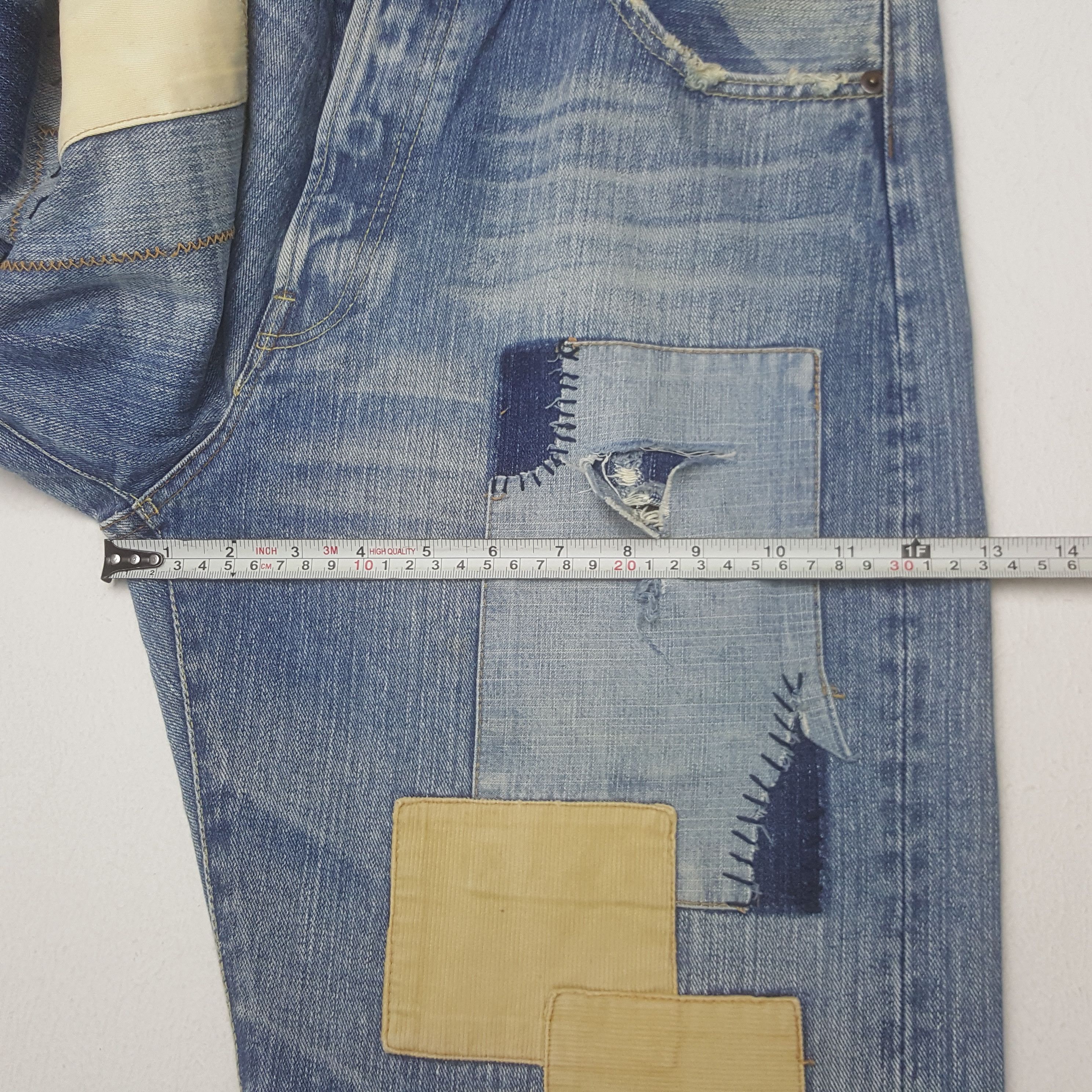 Designer × Japanese Brand × Vintage Vintage Exribitionist Patchwork Design Denim Jeans Size US 32 / EU 48 - 9 Thumbnail