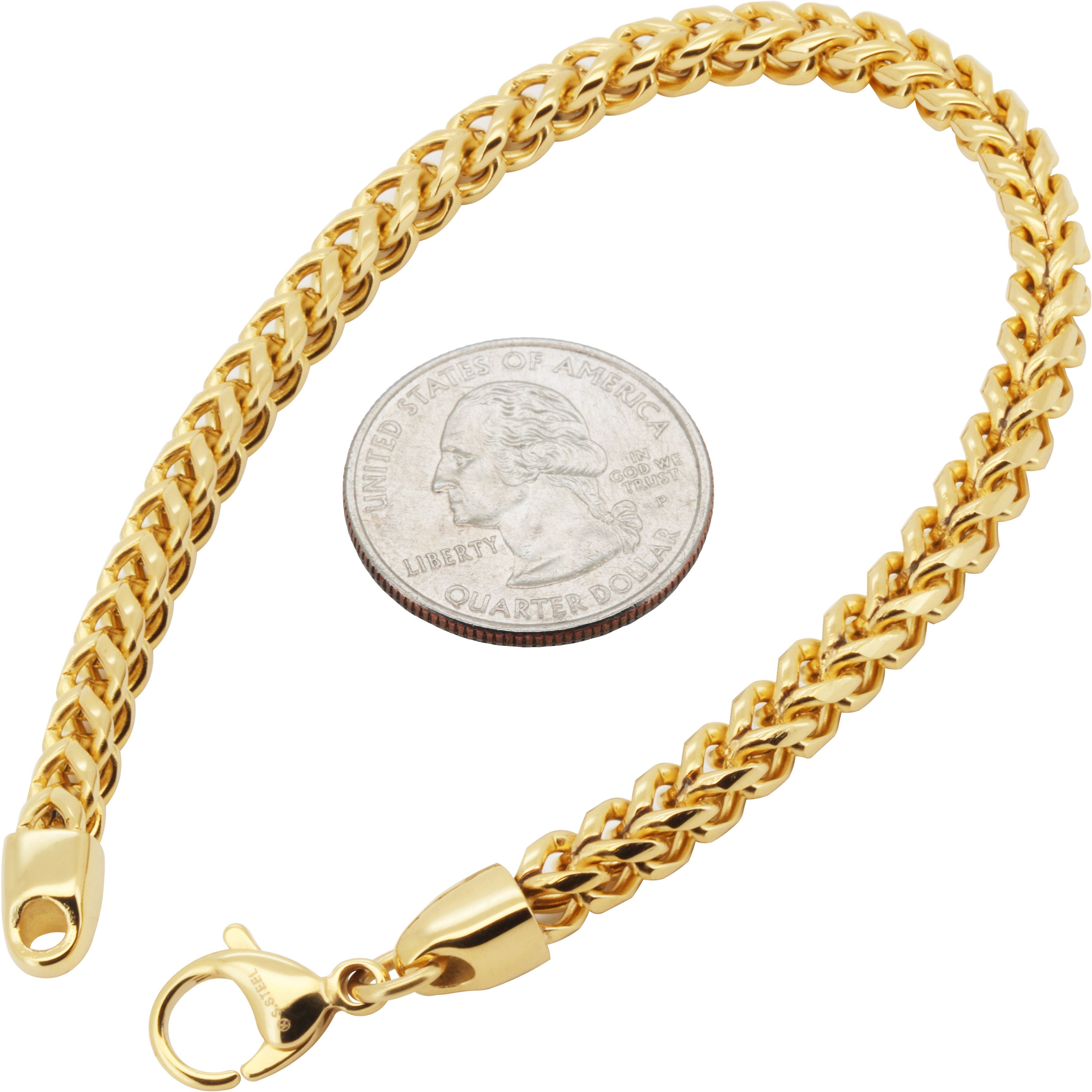 Other 316L Stainless Steel 18k GP 5mm Smooth Franco Bracelet 8.5" Size ONE SIZE - 1 Thumbnail