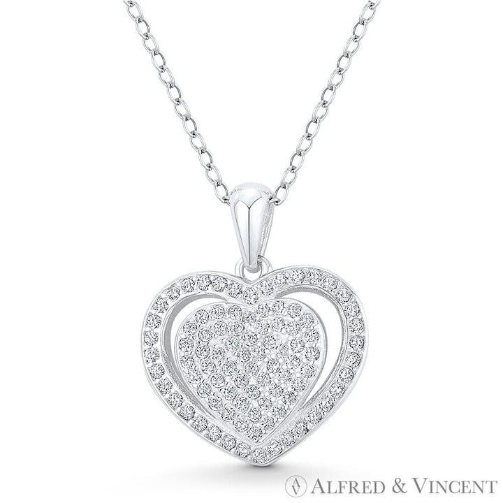 Other Double-Heart CZ Accent Pendant in .925 Sterling Silver Size ONE SIZE - 1 Preview