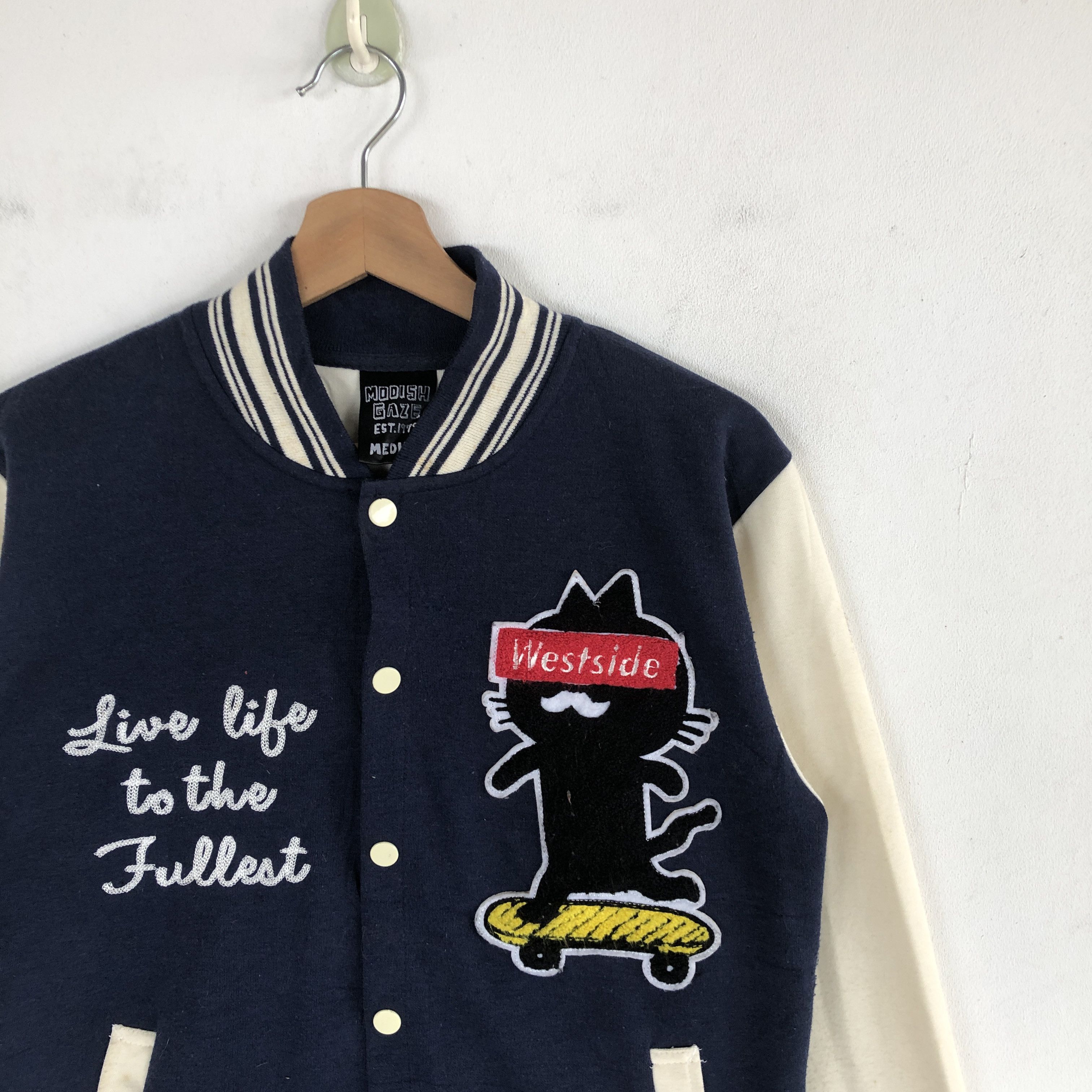 Japanese Brand × Vintage Vintage Modish Gaze Varsity Sweater Japanese Sweatshirt Size XS / US 0-2 / IT 36-38 - 6 Thumbnail
