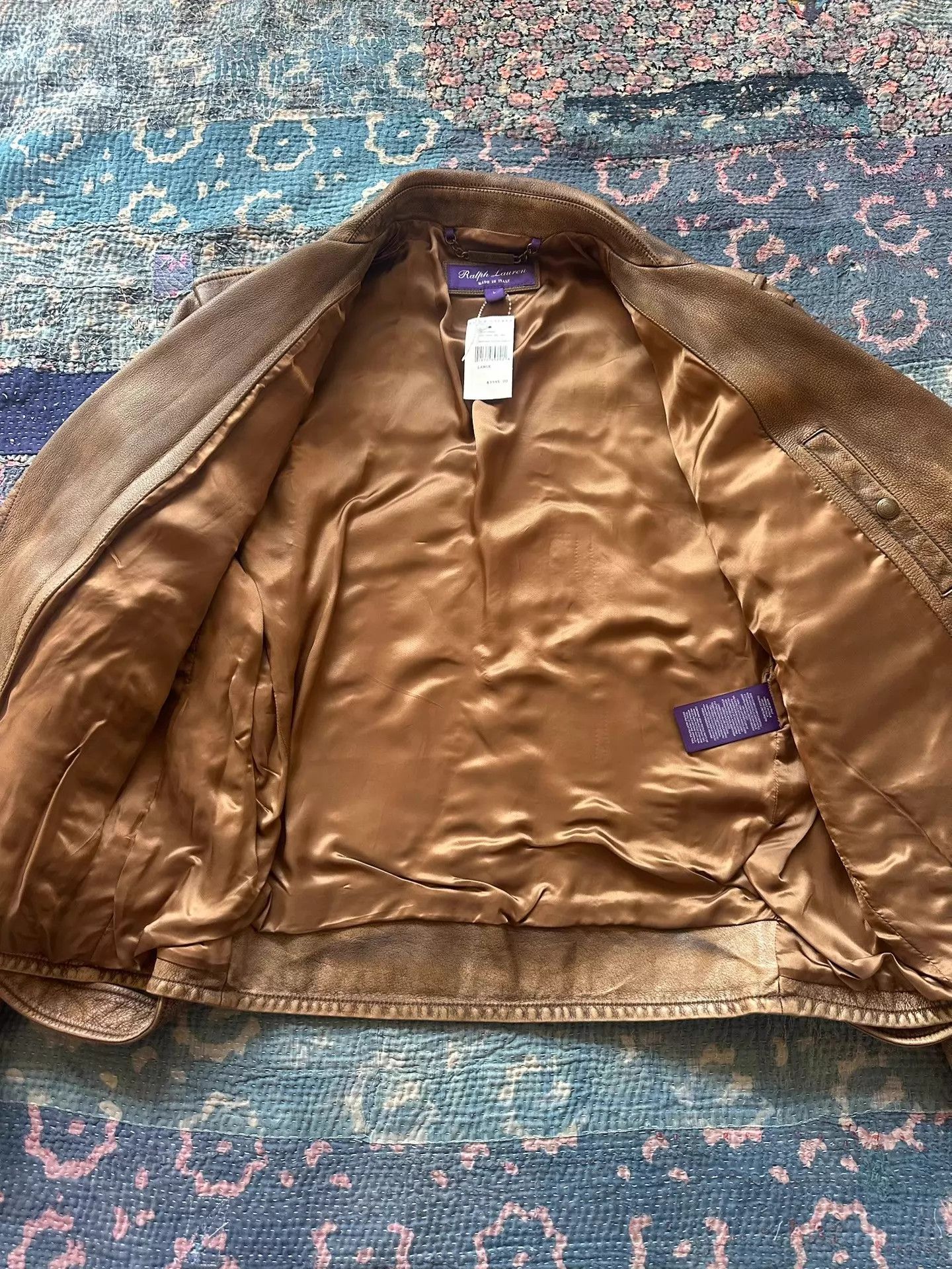 Ralph Lauren RL Purple Label Distressed Zipper Biker Leather Jacket Size US L / EU 52-54 / 3 - 4 Thumbnail