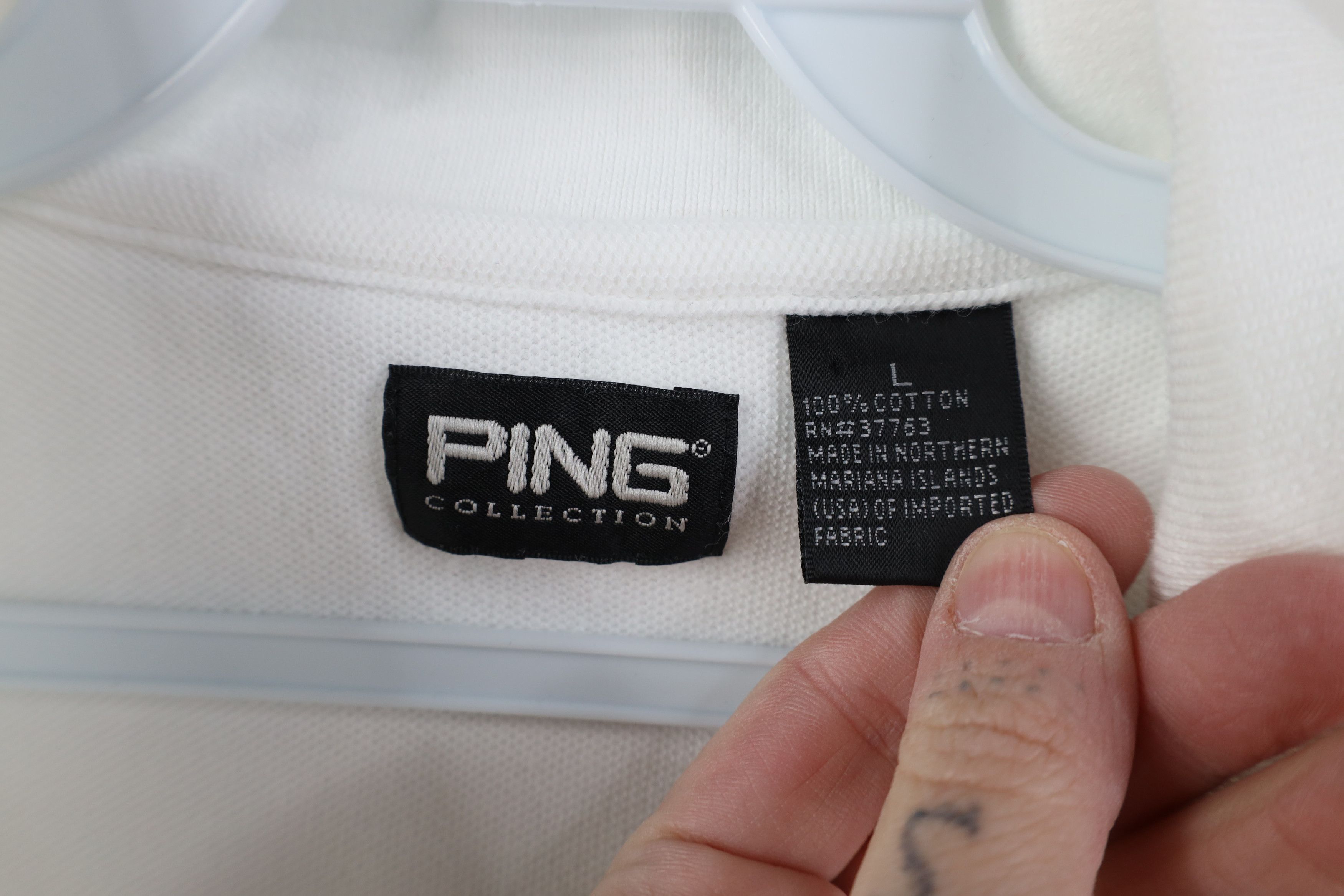 PING Vtg 90s Ping Golf Collared Golfing Polo Shirt White USA Size US L / EU 52-54 / 3 - 8 Thumbnail