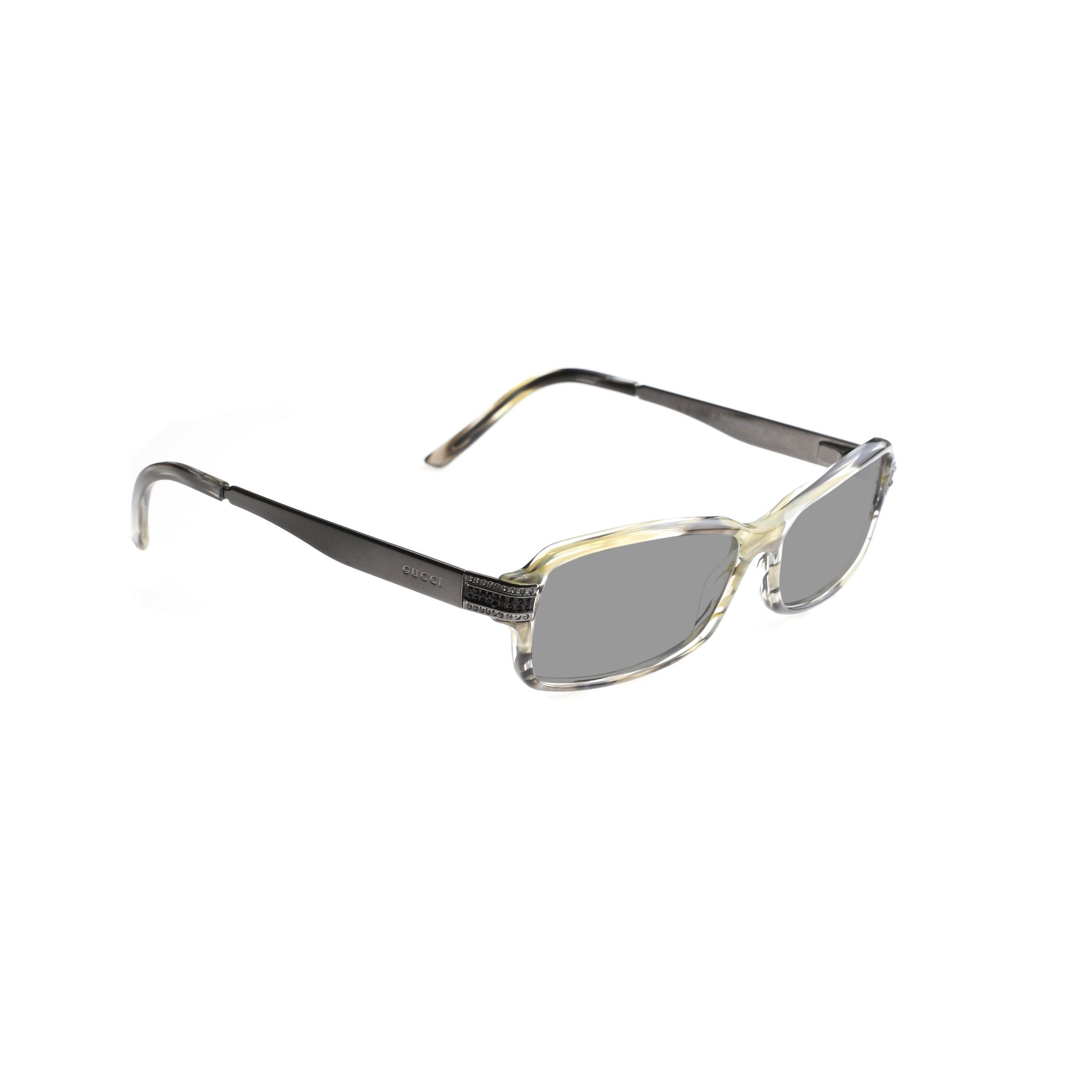 Gucci Gucci '00s Green Crystals Rectangular Frame Sunglasses Size ONE SIZE - 1 Thumbnail
