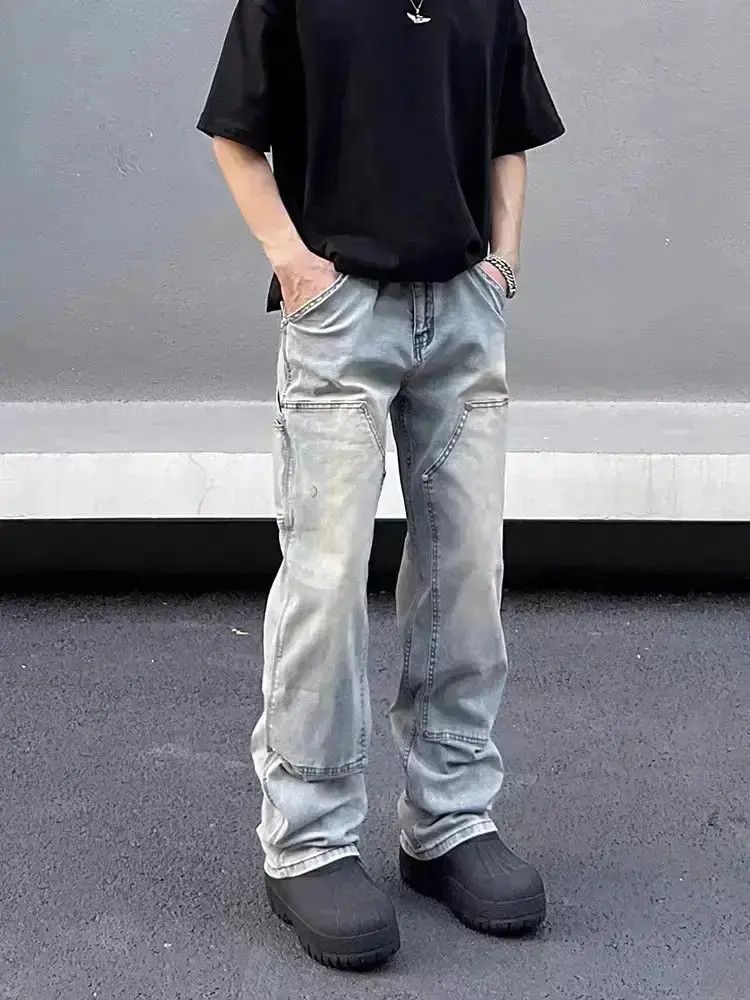 Japanese Brand Retro street wash straight wide leg jeans Size US 32 / EU 48 - 6 Thumbnail